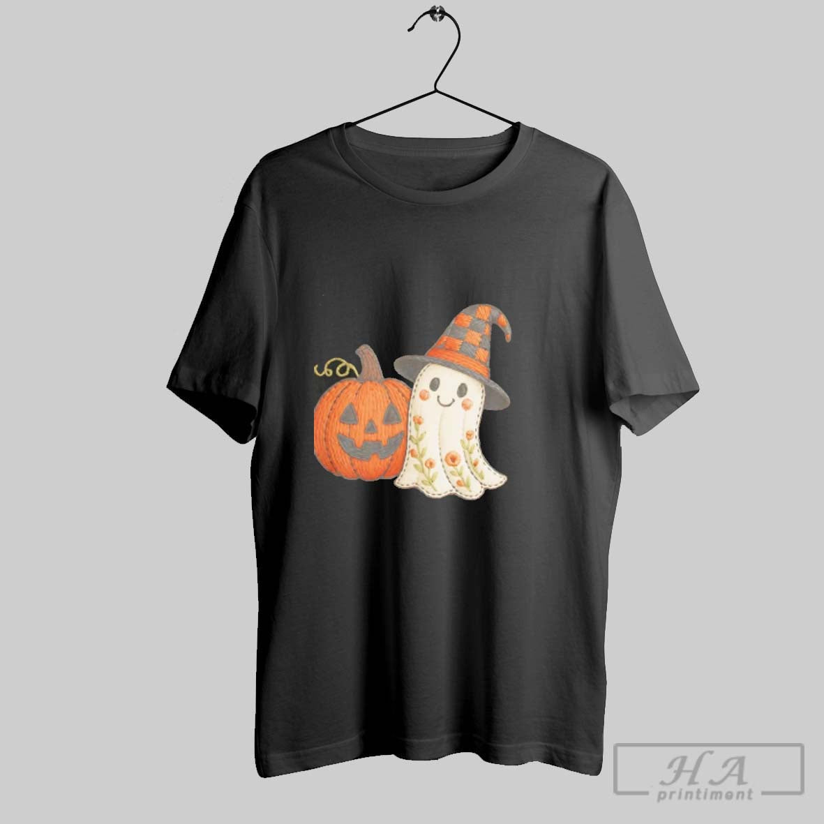 Official Faux Embroidery Haunted Friends Halloween - Adult & Kids T-Shirts, Sweatshirts & Hoodies apparel design preview 1