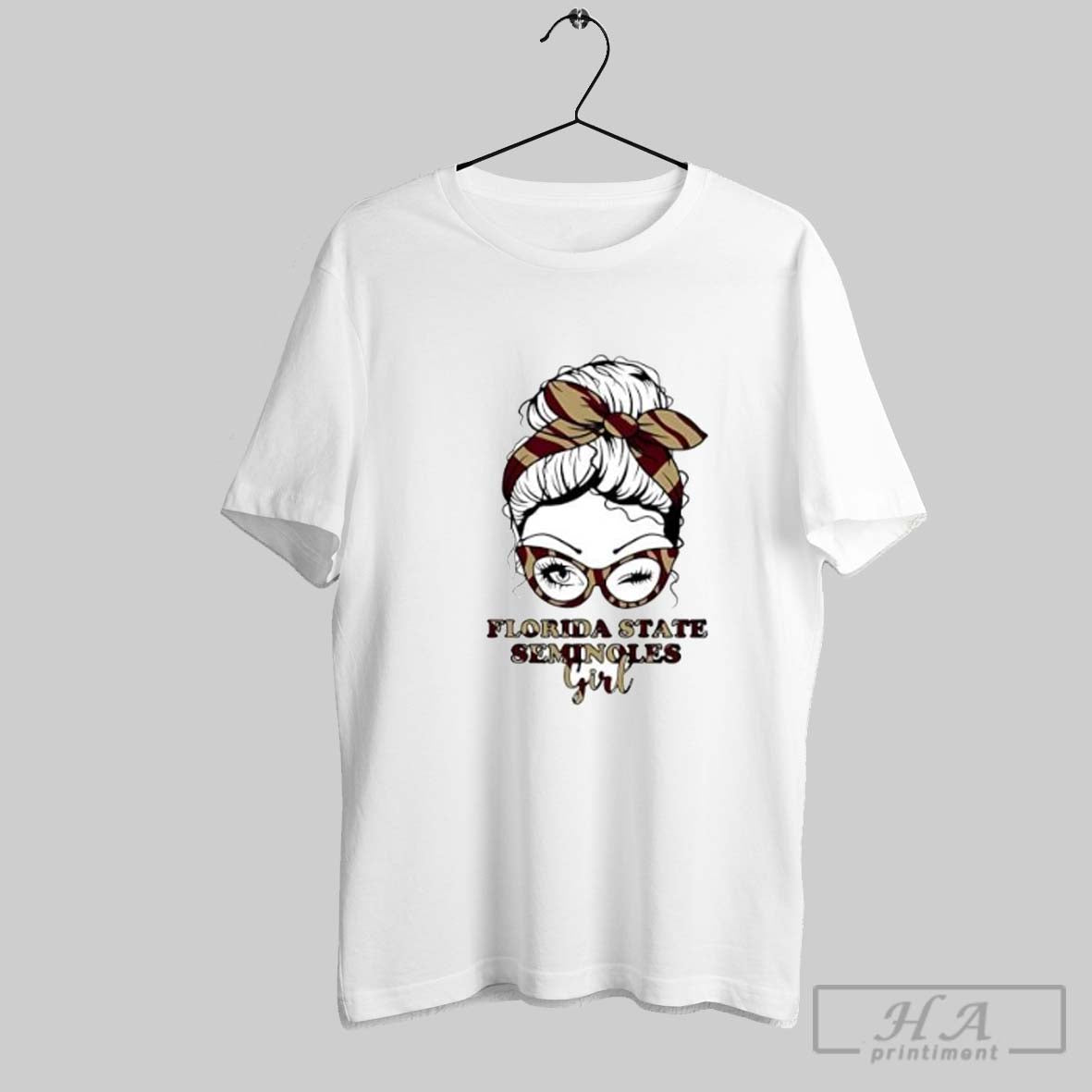 Official Florida State Seminoles Girl Messy Bun - Adult & Kids T-Shirts, Sweatshirts & Hoodies apparel design preview 1
