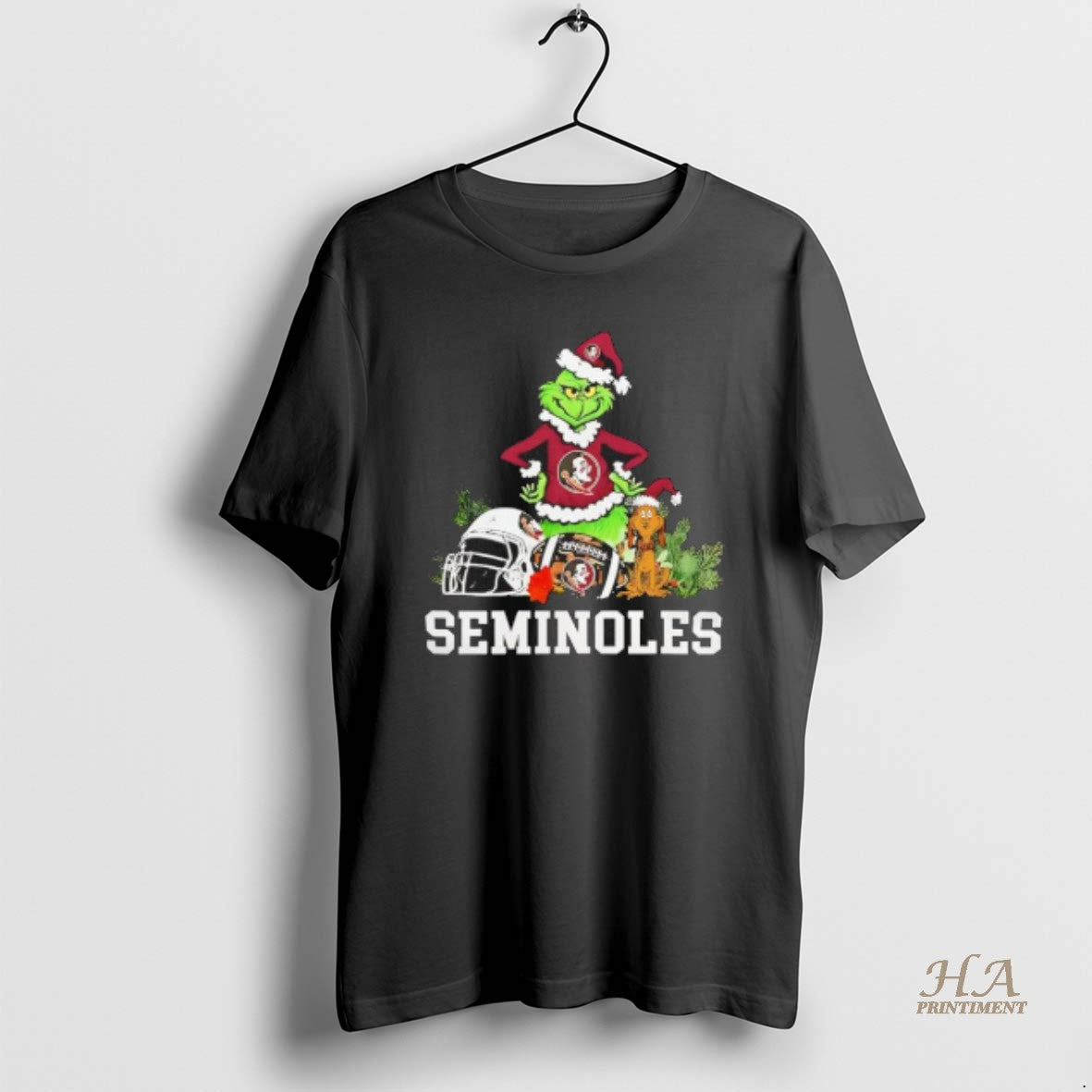 Official Florida State Seminoles The Grinch And Max - Adult & Kids T-Shirts, Sweatshirts & Hoodies apparel design preview 1
