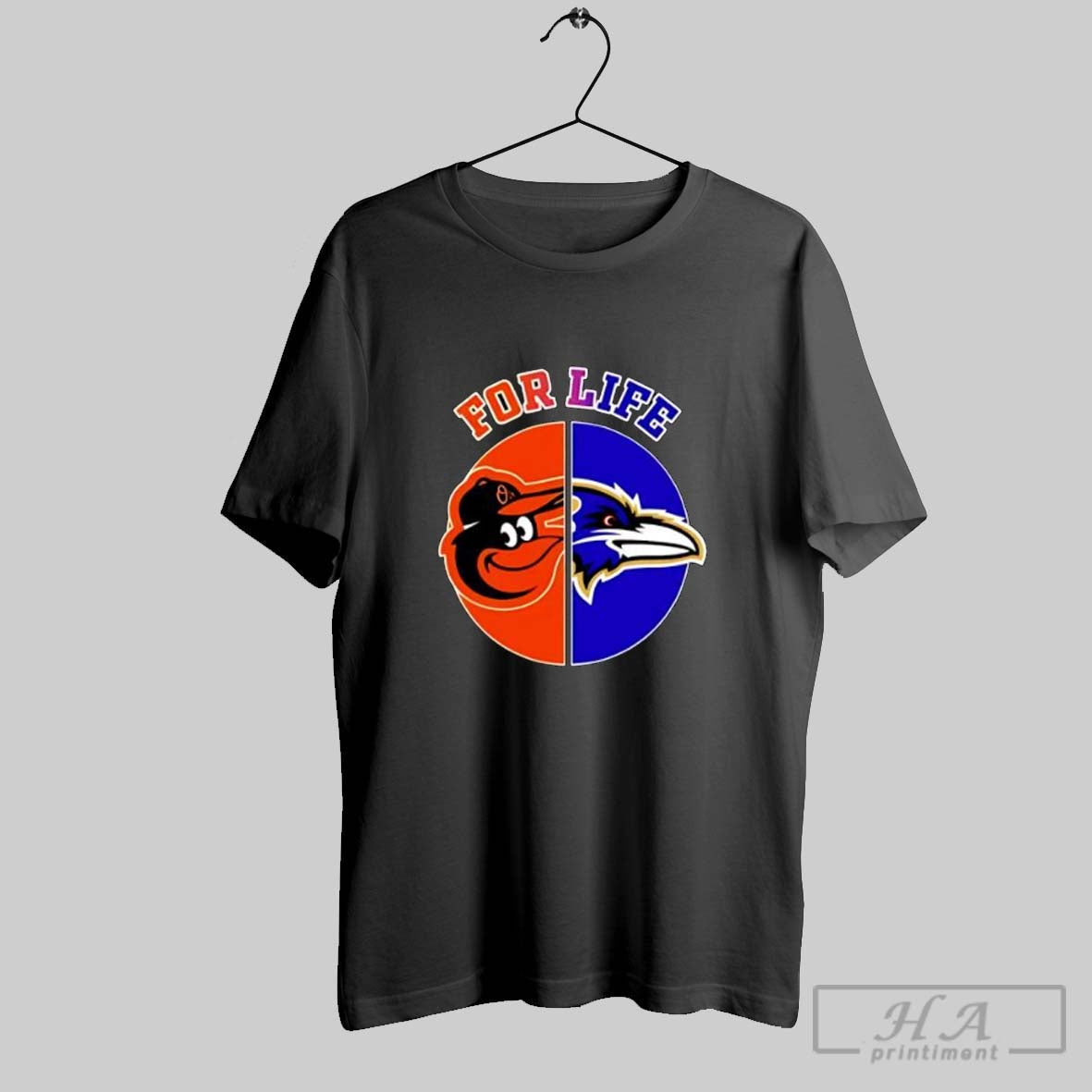 Official For Life Baltimore Orioles And Ravens Split - Adult & Kids T-Shirts, Sweatshirts & Hoodies apparel design preview 1