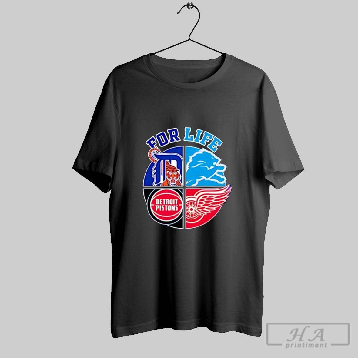 Official For Life Detroit Tigers Lions Pistons Red - Adult & Kids T-Shirts, Sweatshirts & Hoodies apparel design preview 1