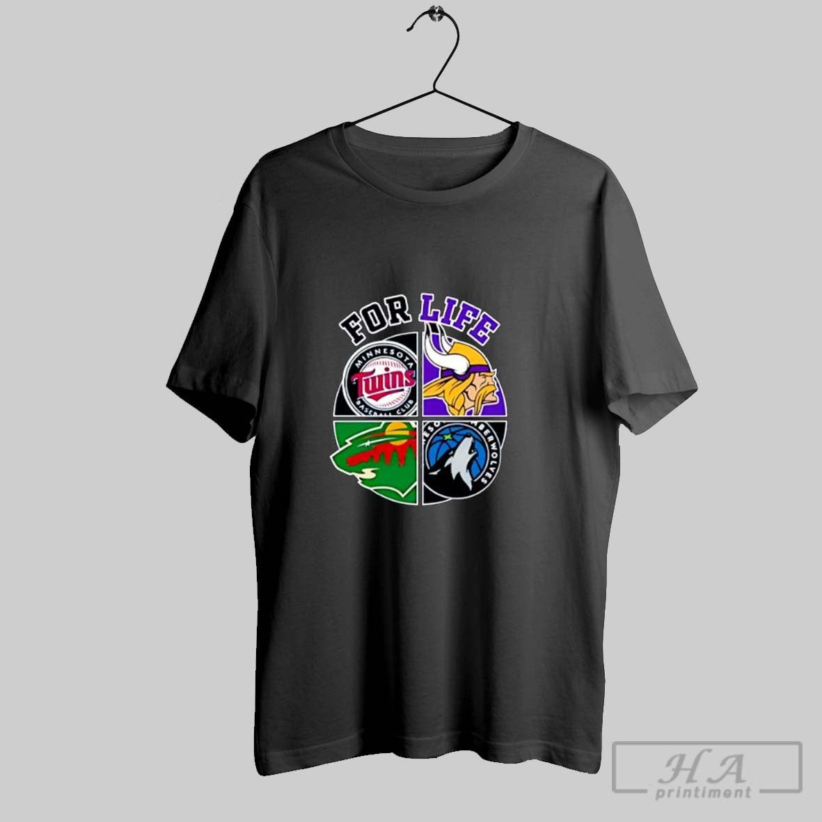 Official For Life Minnesota Twins Vikings - Adult & Kids T-Shirts, Sweatshirts & Hoodies apparel design preview 1