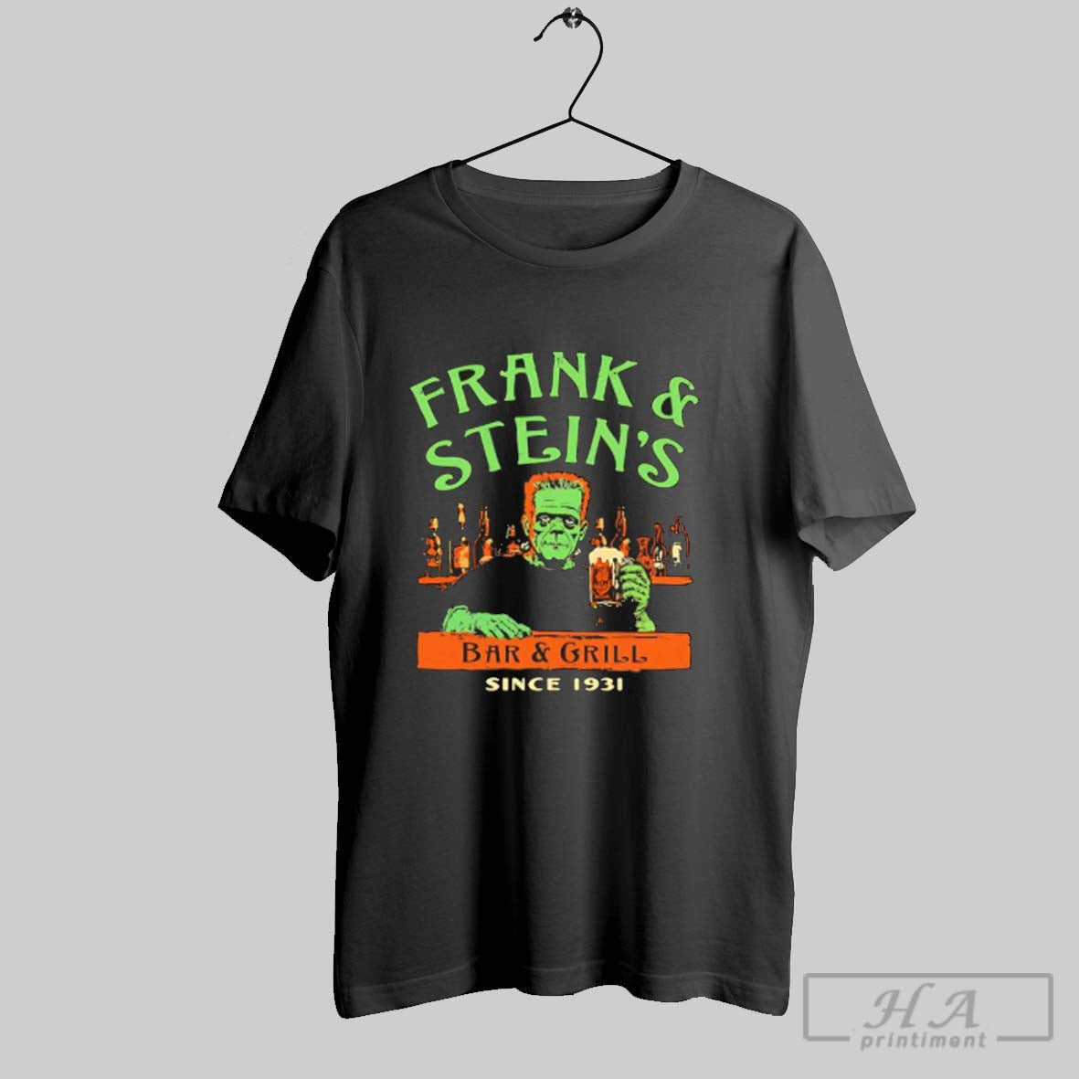 Official Frankenstein Frank And Steins Bar Grill - Adult & Kids T-Shirts, Sweatshirts & Hoodies apparel design preview 1