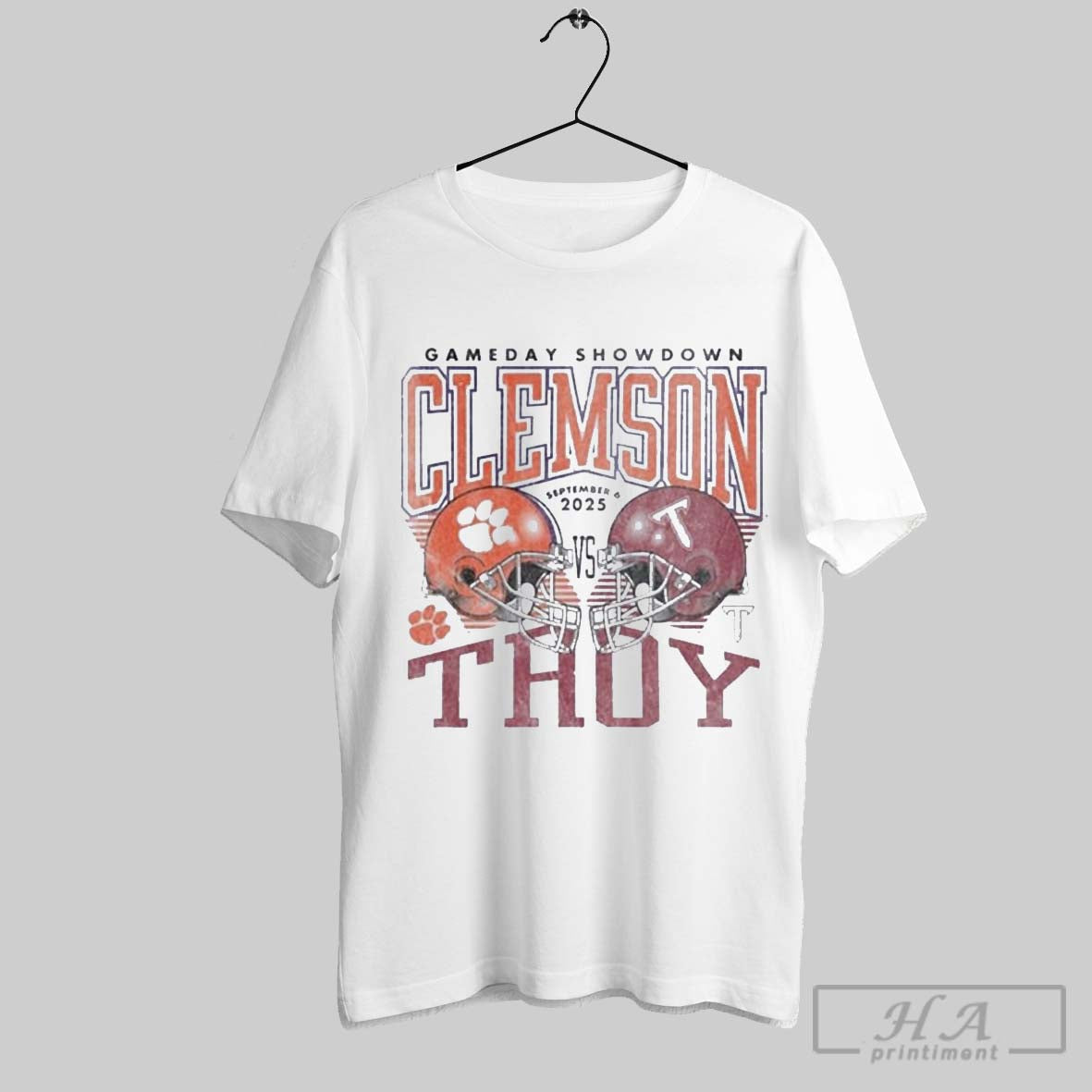 Official Gameday Showdown 2025 Clemson Vs Troy - Adult & Kids T-Shirts, Sweatshirts & Hoodies apparel design preview 1