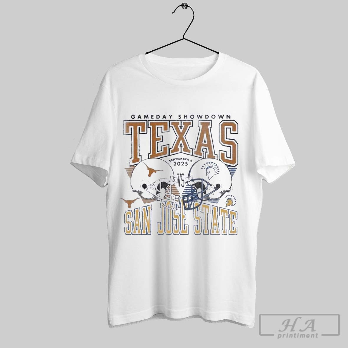 Official Gameday Showdown 2025 Texas Vs San Jose - Adult & Kids T-Shirts, Sweatshirts & Hoodies apparel design preview 1
