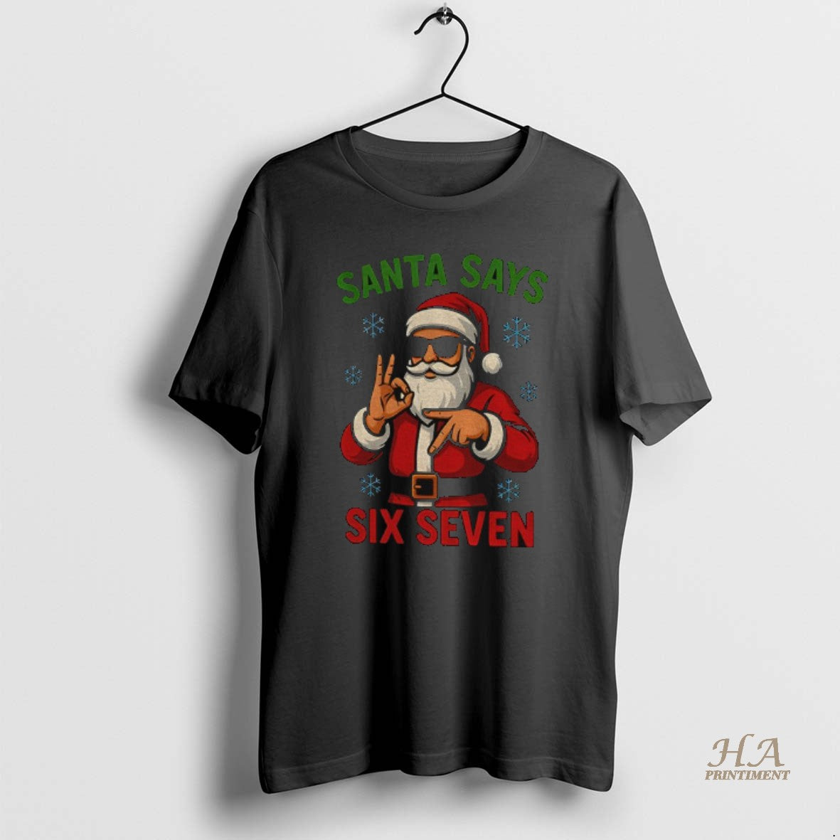 Official Gen Z Meme Santa Say Six Seven 6 7 - Adult & Kids T-Shirts, Sweatshirts & Hoodies apparel design preview 1