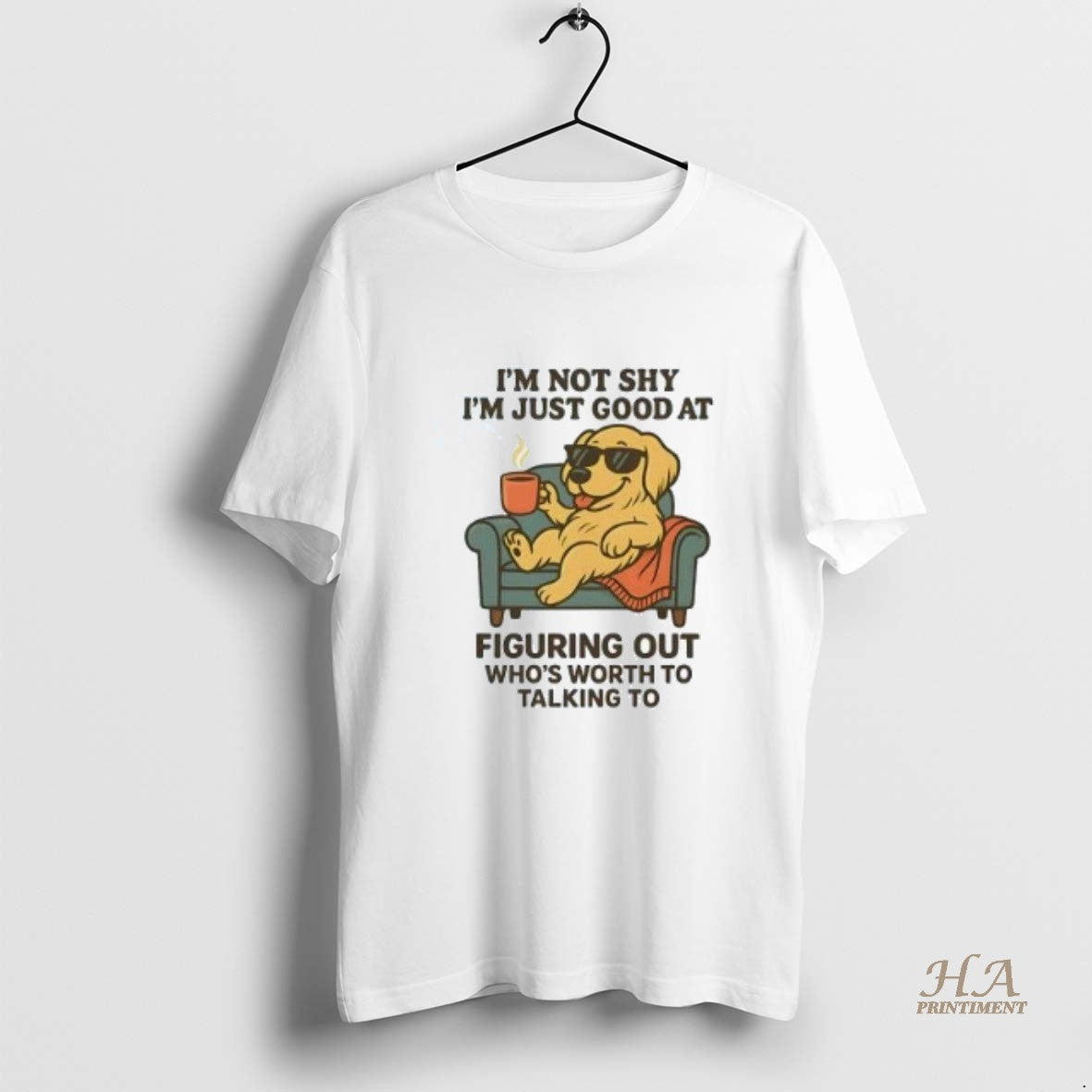 Official Golden Retriever Im Not Shy Just Good At - Adult & Kids T-Shirts, Sweatshirts & Hoodies apparel design preview 1