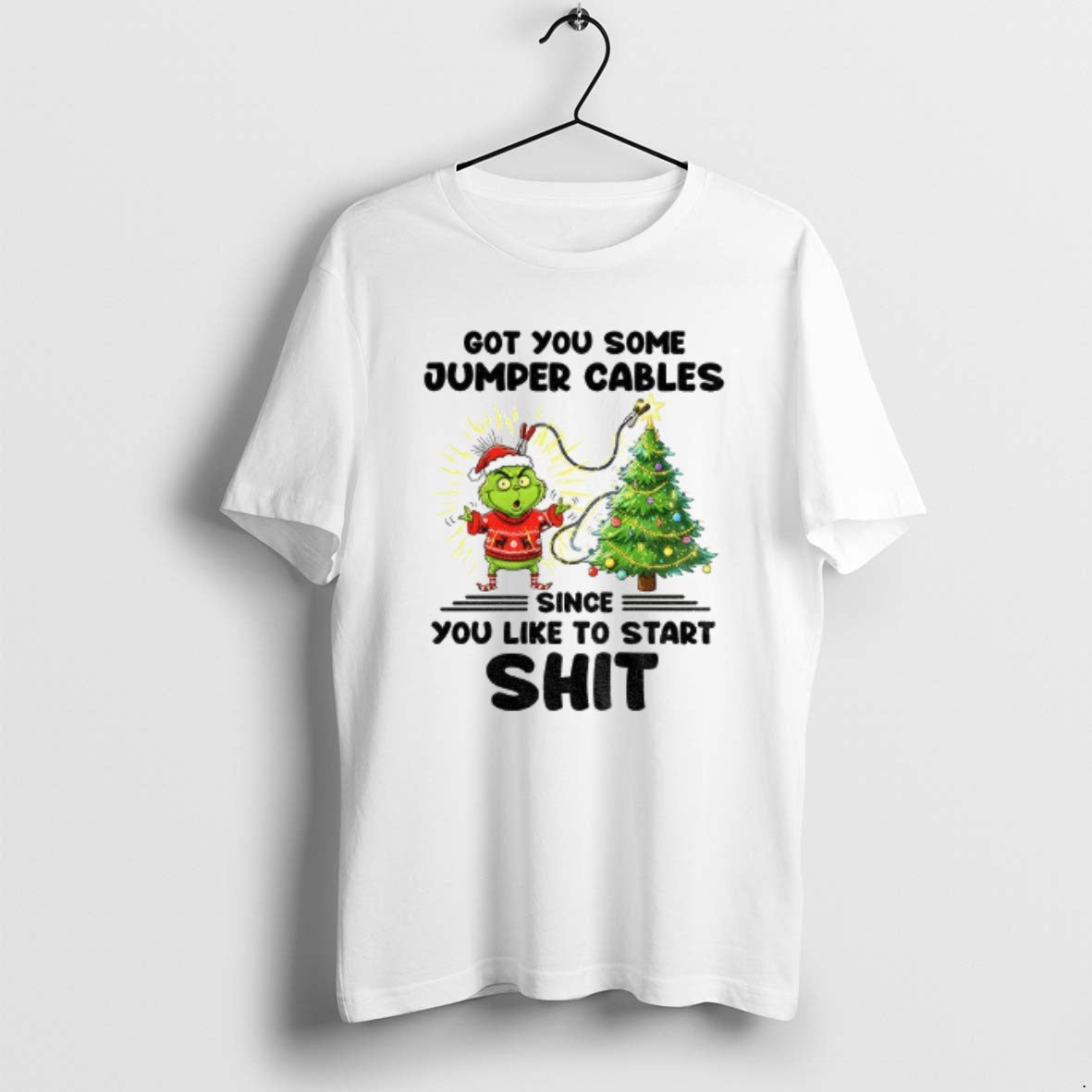 Official Grinch Santa Got You Some Jumper Cables - Adult & Kids T-Shirts, Sweatshirts & Hoodies apparel design preview 1