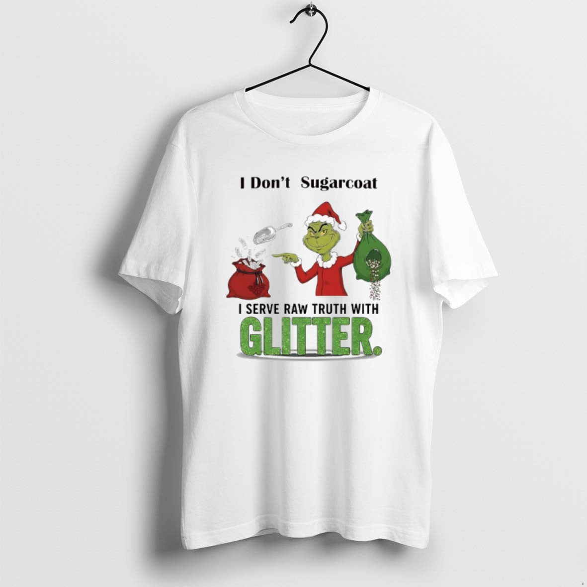 Official Grinch Santa I Dont Sugarcoat Facti Beality - Adult & Kids T-Shirts, Sweatshirts & Hoodies apparel design preview 1