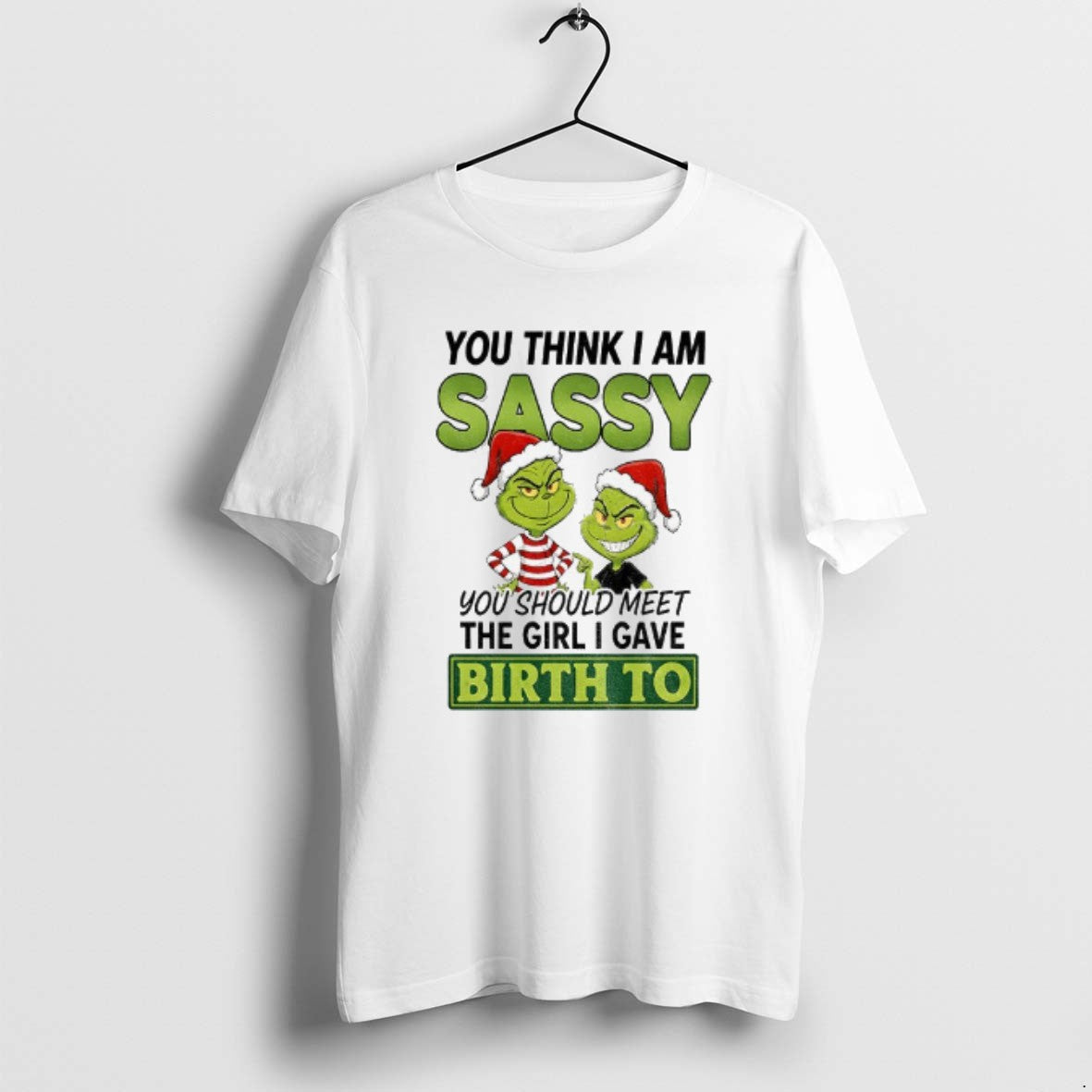 Official Grinch Santa You Think I Am Sassy Should - Adult & Kids T-Shirts, Sweatshirts & Hoodies apparel design preview 1