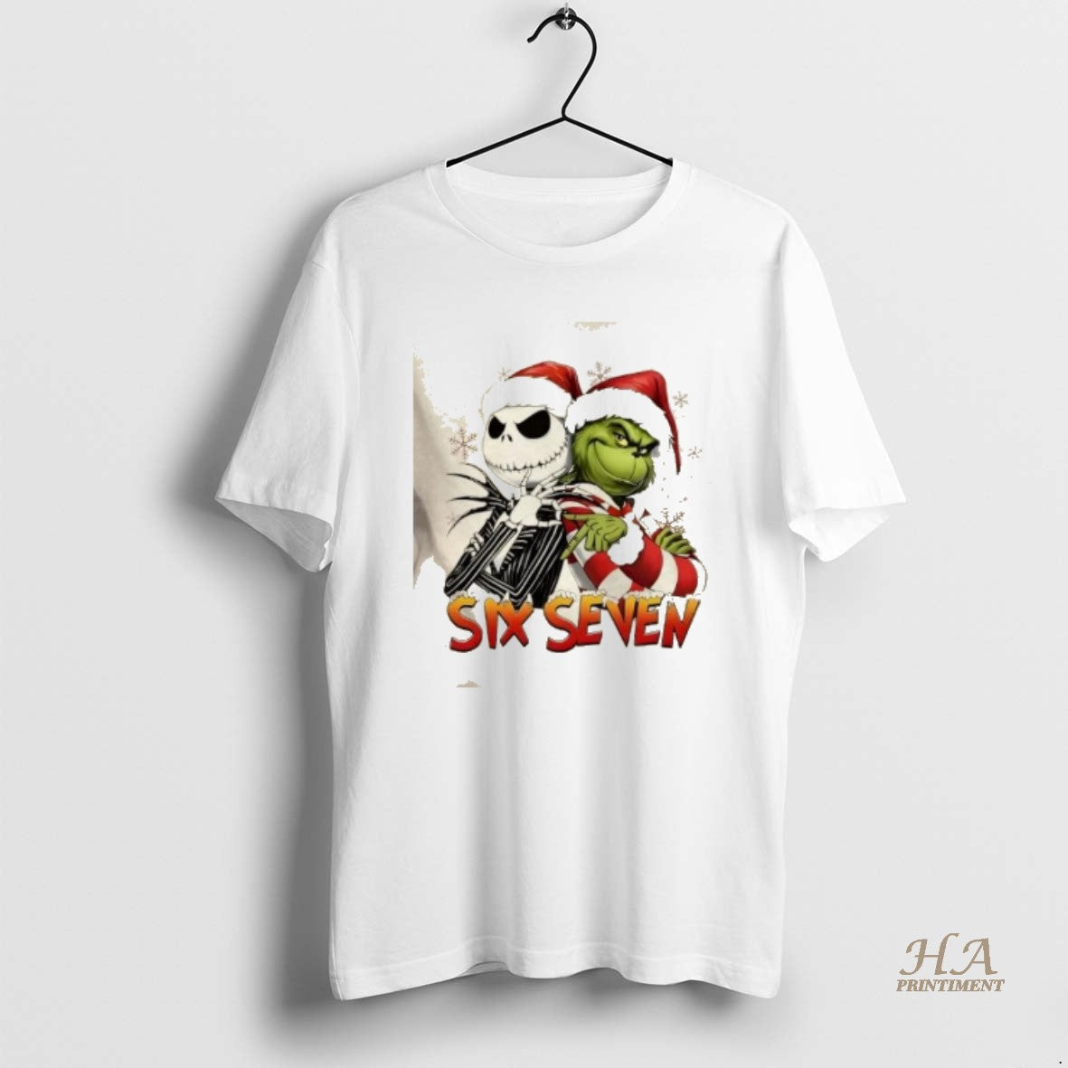Official Grinch And Jack Skellington Six Seven - Adult & Kids T-Shirts, Sweatshirts & Hoodies apparel design preview 1