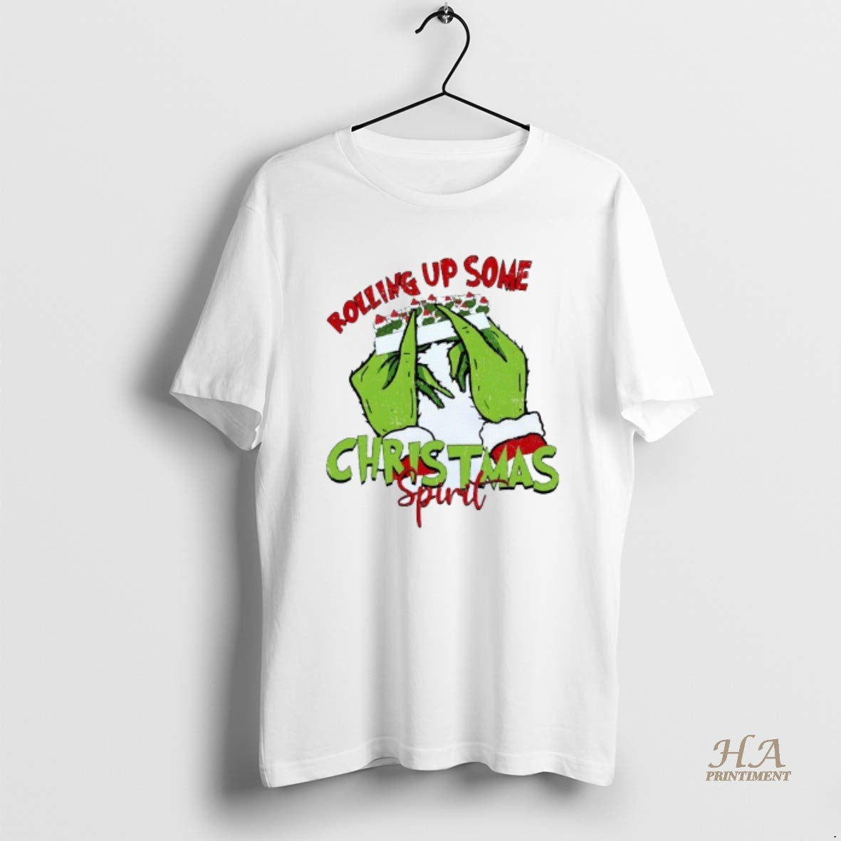Official Grinch Hand Rolling Up Some Christmas Spirit - Adult & Kids T-Shirts, Sweatshirts & Hoodies apparel design preview 1