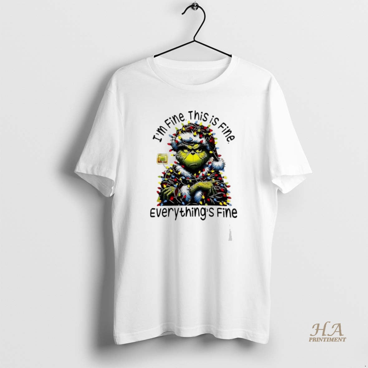 Official Grinch Light Im Fine This Is Everythings - Adult & Kids T-Shirts, Sweatshirts & Hoodies apparel design preview 1