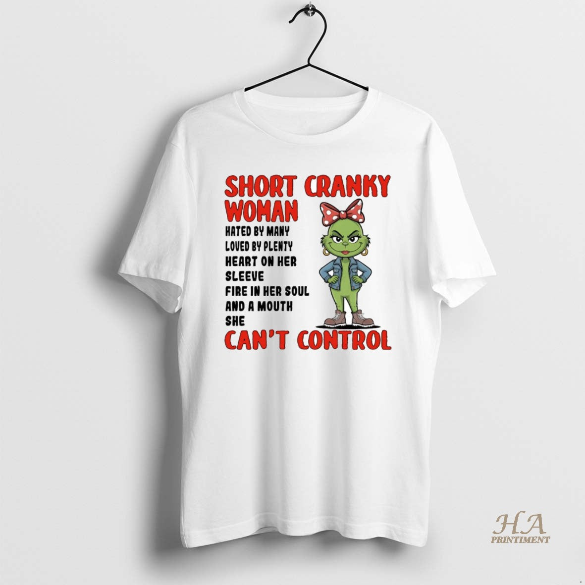 Official Grinch Short Cranky Woman Cant Control - Adult & Kids T-Shirts, Sweatshirts & Hoodies apparel design preview 1