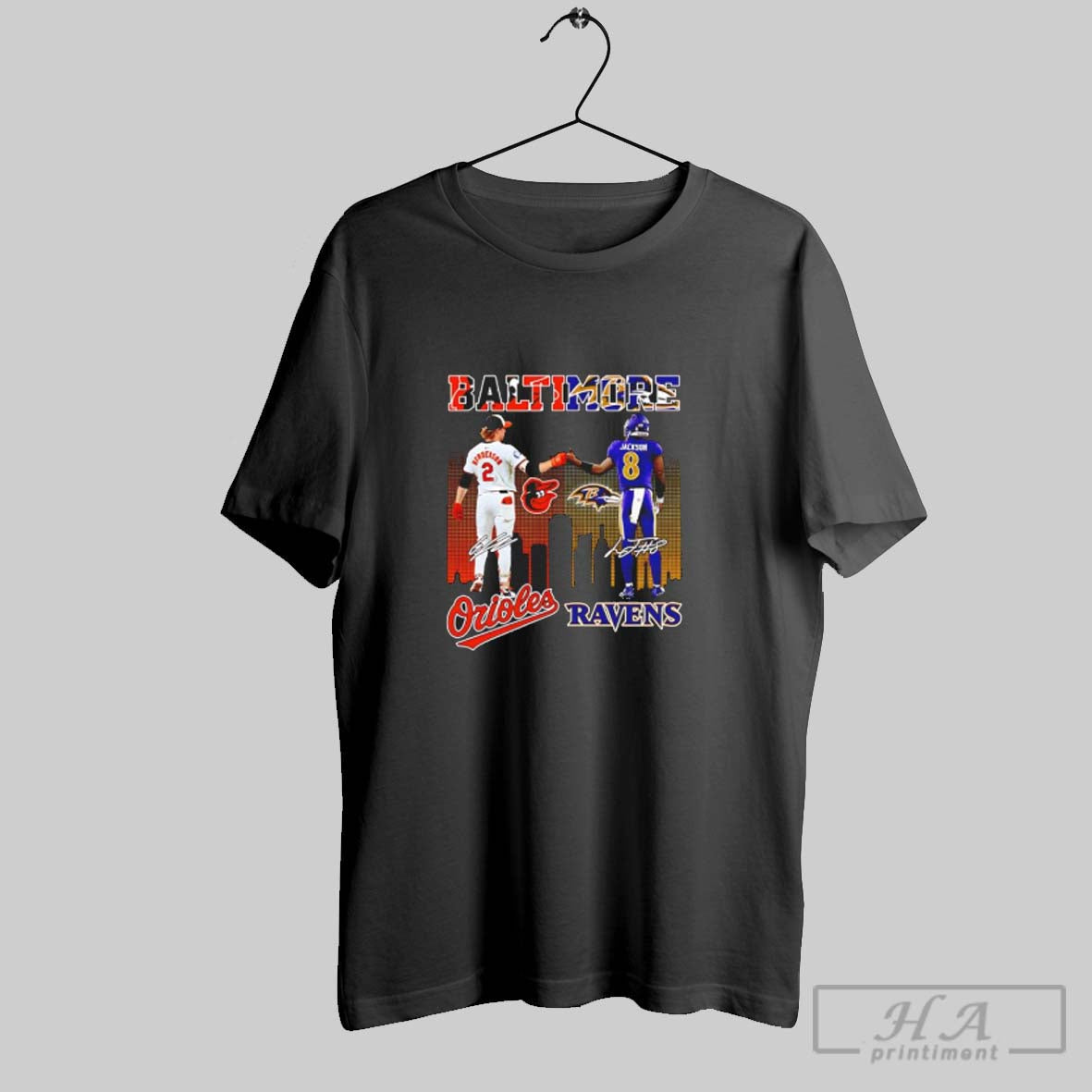Official Gunnar Henderson Baltimore Orioles And Lamar - Adult & Kids T-Shirts, Sweatshirts & Hoodies apparel design preview 1