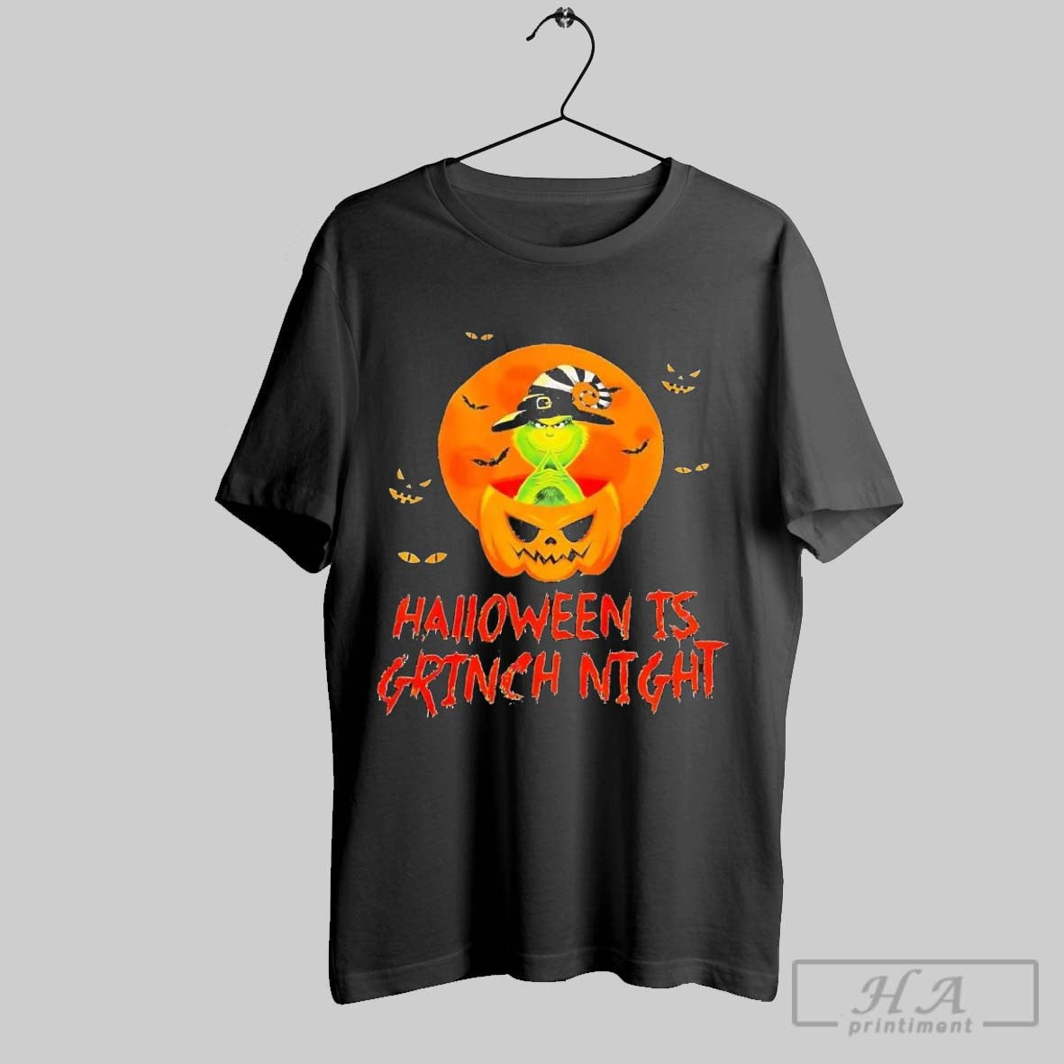 Official Halloween Is Grinch Night Pumpkin - Adult & Kids T-Shirts, Sweatshirts & Hoodies apparel design preview 1
