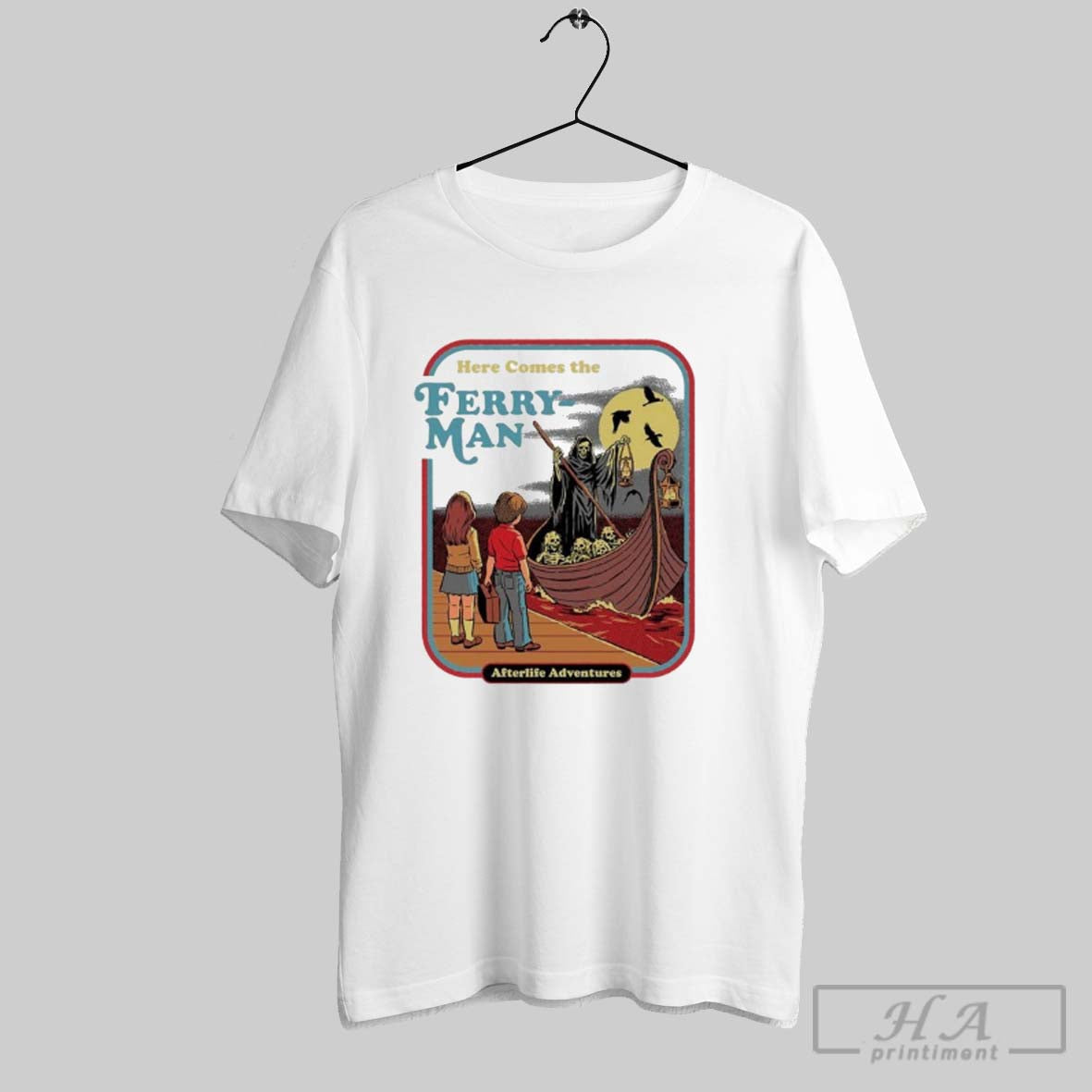 Official Here Comes The Ferryman Afterlife Adventures - Adult & Kids T-Shirts, Sweatshirts & Hoodies apparel design preview 1