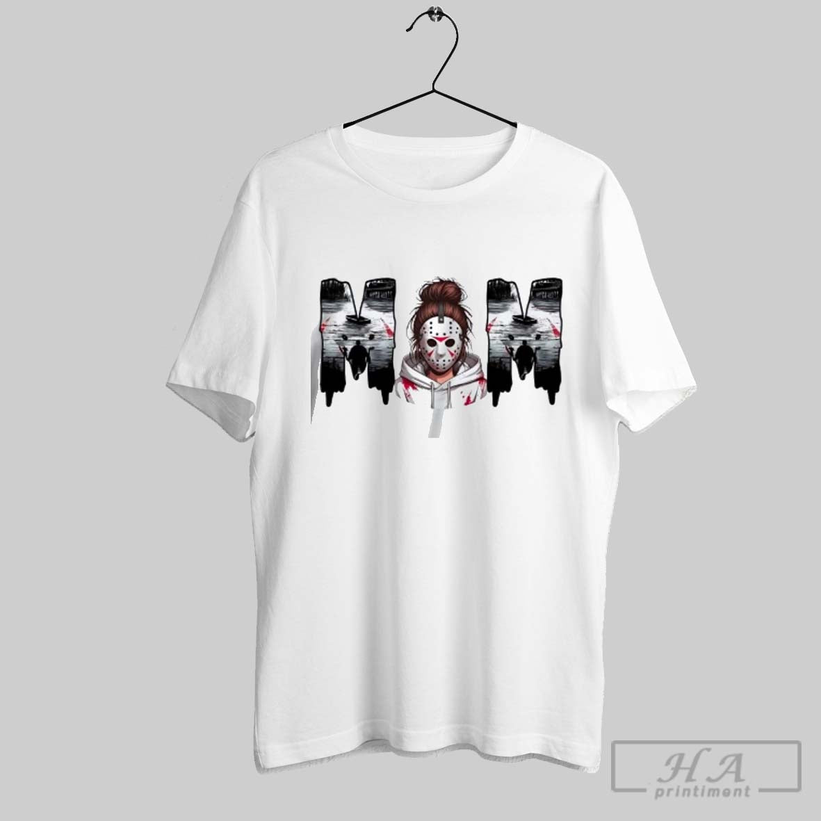 Official Horror Movies Mom Messy Bun Halloween - Adult & Kids T-Shirts, Sweatshirts & Hoodies apparel design preview 1