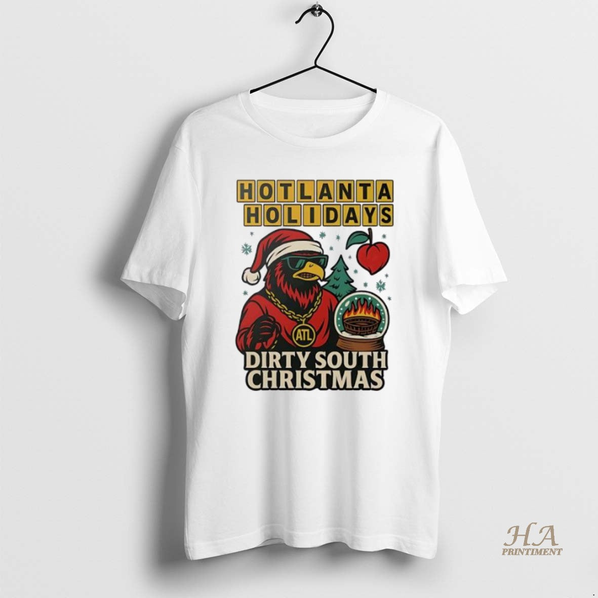 Official Hotlanta Holidays Dirty South Christmas - Adult & Kids T-Shirts, Sweatshirts & Hoodies apparel design preview 1