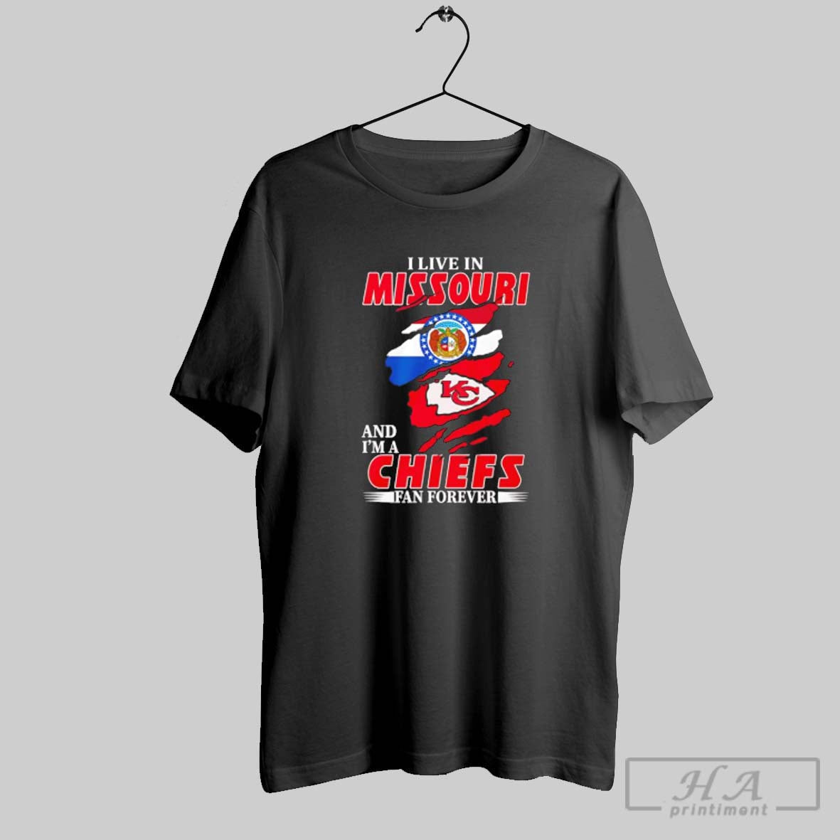 Official I Live In Missouri And Im A Chiefs Fan - Adult & Kids T-Shirts, Sweatshirts & Hoodies apparel design preview 1