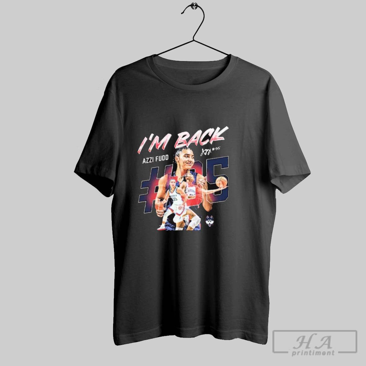 Official Im Back Azzi Fudd Uconn Huskies Basketball - Adult & Kids T-Shirts, Sweatshirts & Hoodies apparel design preview 1