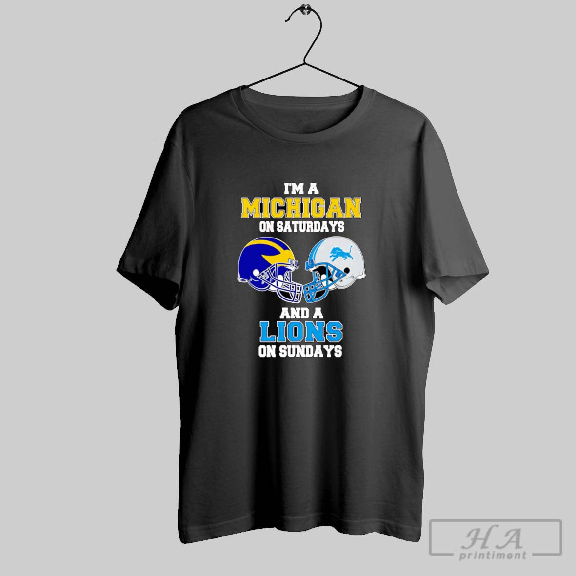 Official Im A Michigan On Saturdays And Lions Sundays - Adult & Kids T-Shirts, Sweatshirts & Hoodies apparel design preview 1