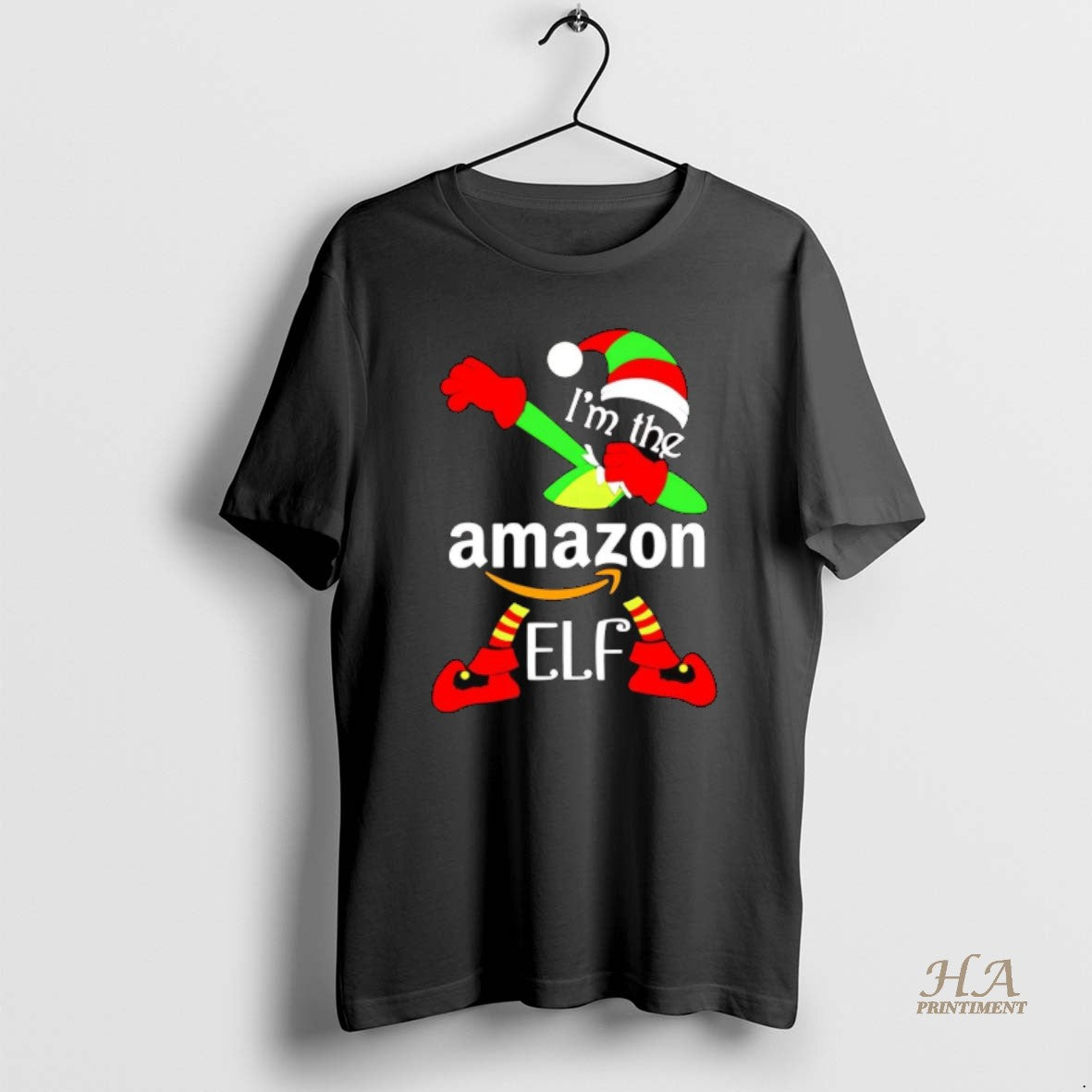 Official Im The Amazon Elf Dabbing Christmas - Adult & Kids T-Shirts, Sweatshirts & Hoodies apparel design preview 1