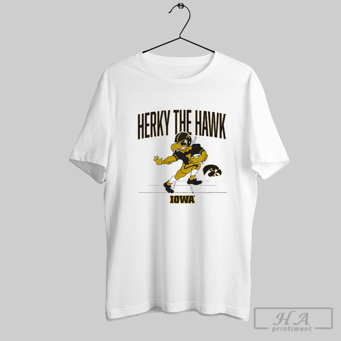 Official Iowa Hawkeyes Football Herky The Hawk - Adult & Kids T-Shirts, Sweatshirts & Hoodies apparel design preview 1