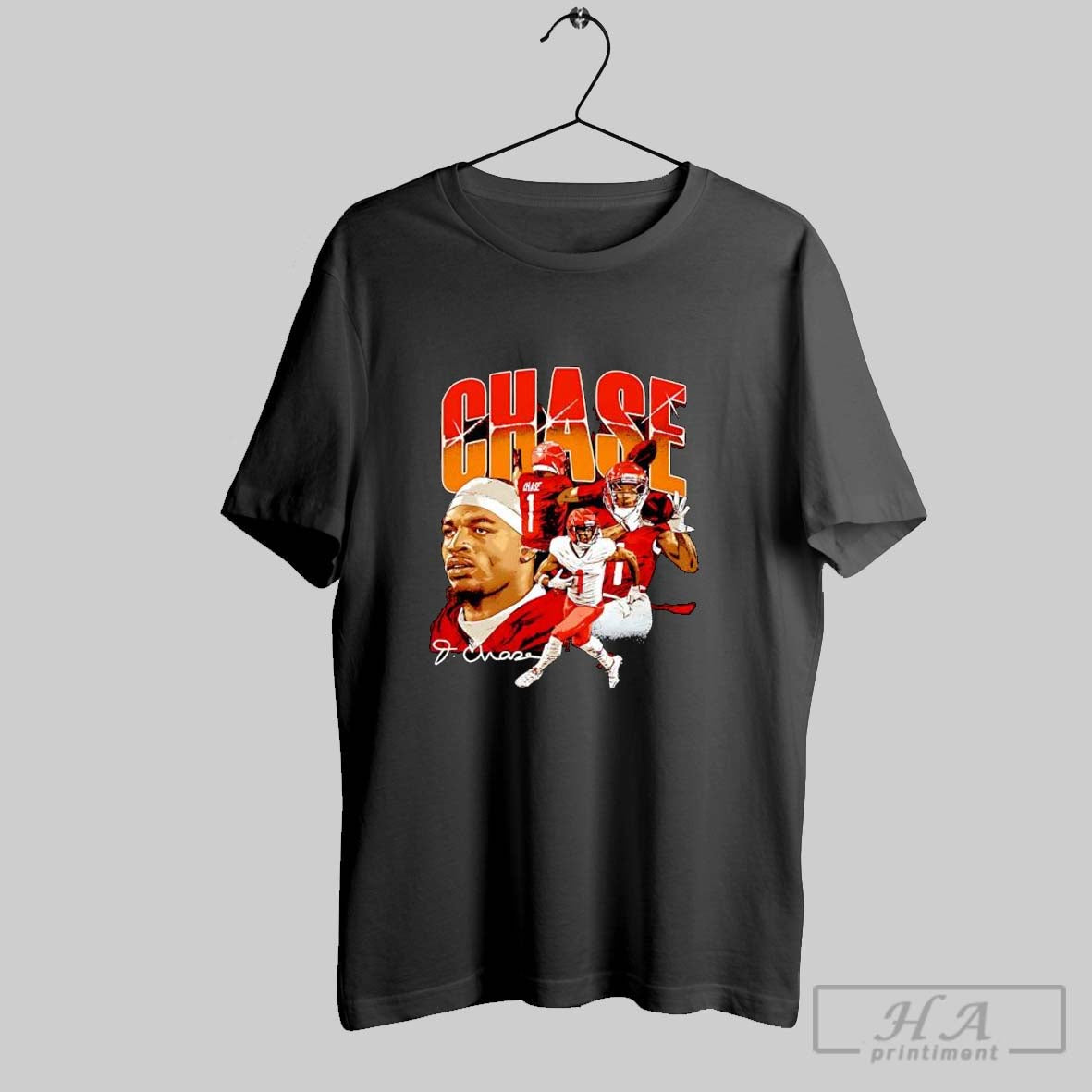 Official Jamarr Chase Cincinnati Collage Signature - Adult & Kids T-Shirts, Sweatshirts & Hoodies apparel design preview 1