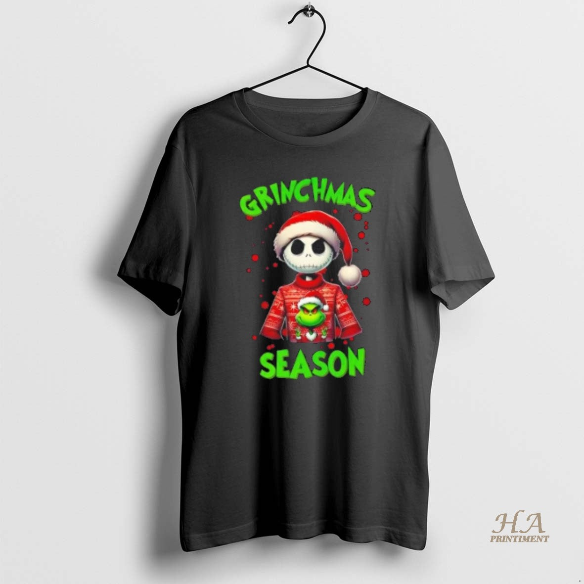Official Jack Skellington Grinchmas Season - Adult & Kids T-Shirts, Sweatshirts & Hoodies apparel design preview 1