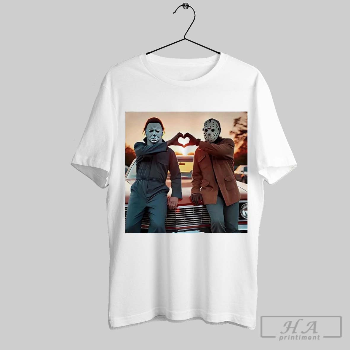 Official Jason And Michael Halloween Heart Hand - Adult & Kids T-Shirts, Sweatshirts & Hoodies apparel design preview 1