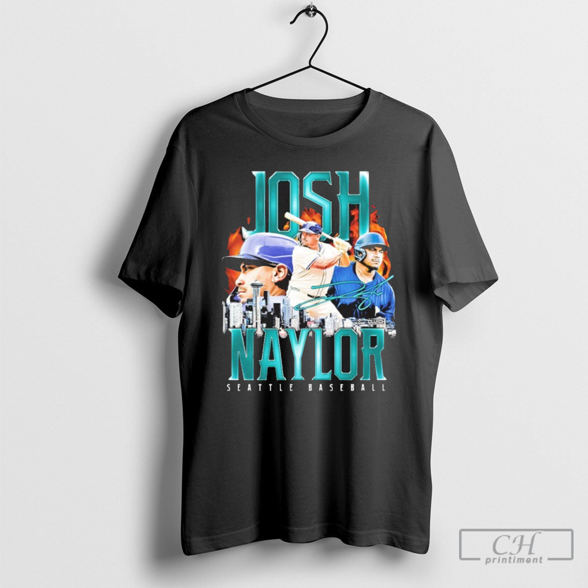 Official Josh Naylor Retro Flair Seattle Baseball - Adult & Kids T-Shirts, Sweatshirts & Hoodies apparel design preview 1