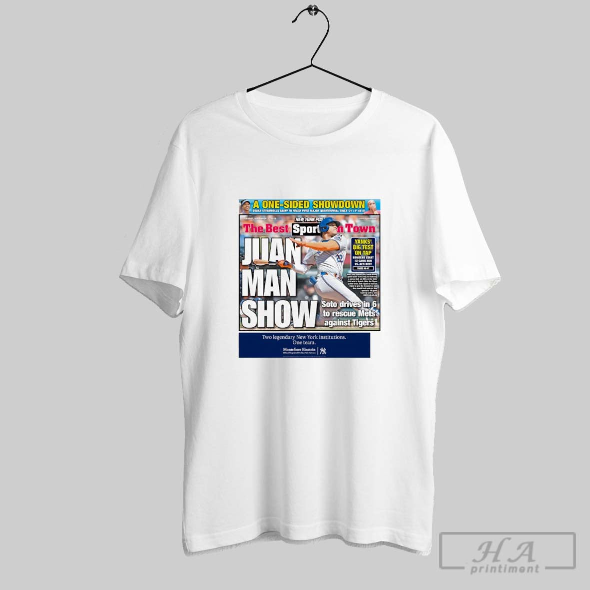 Official Juan Man Show Soto Drives In 6 To Rescue - Adult & Kids T-Shirts, Sweatshirts & Hoodies apparel design preview 1