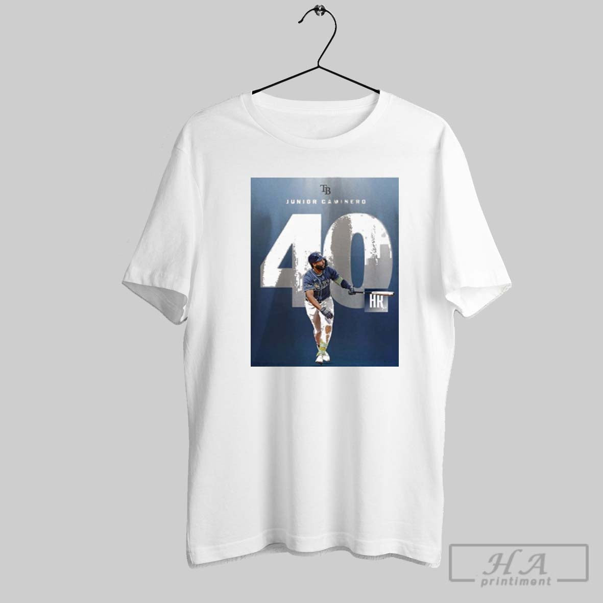 Official Junior Caminero 40 Home Runs Tampa Bay Rays - Adult & Kids T-Shirts, Sweatshirts & Hoodies apparel design preview 1