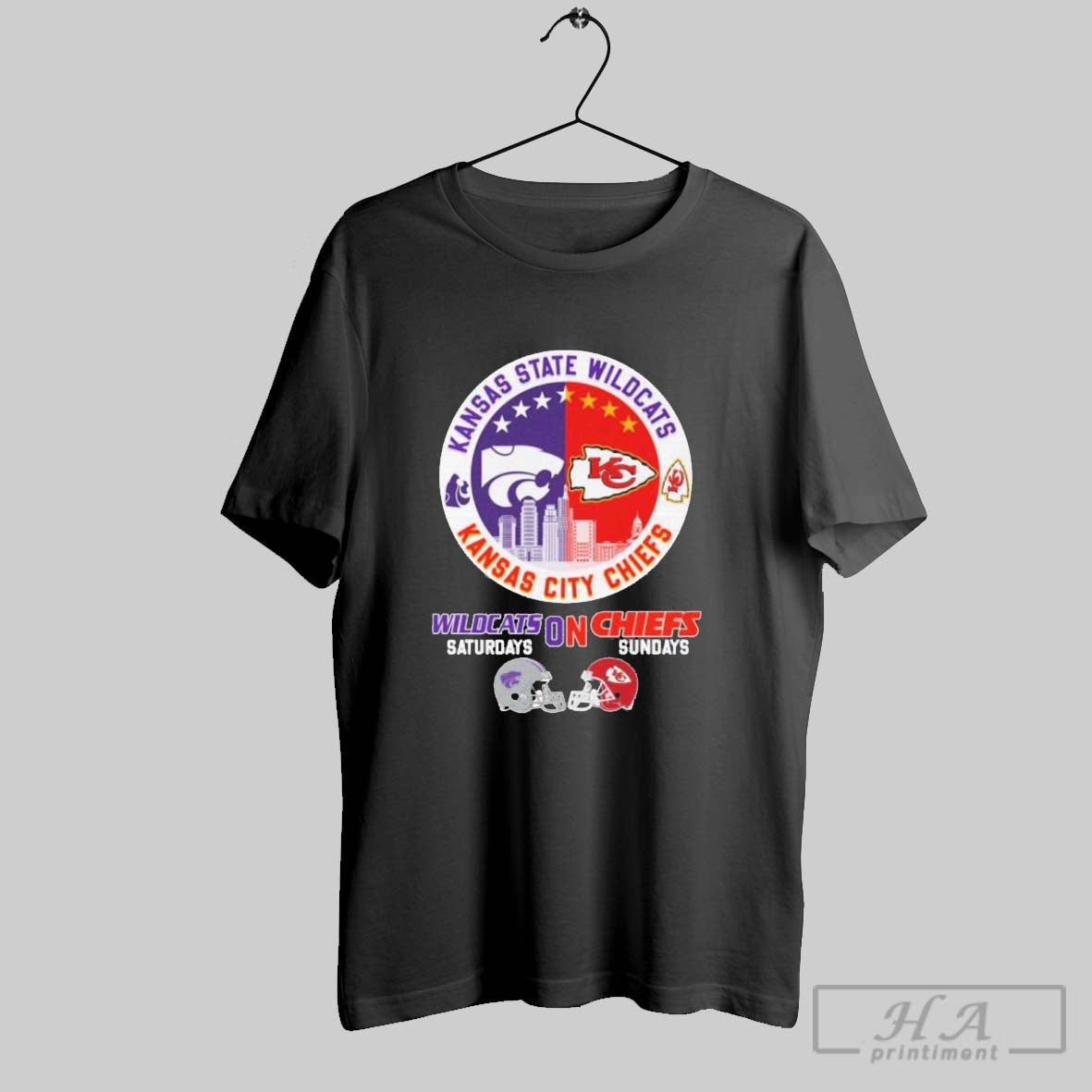 Official K State Wildcats On Saturdays And Chiefs - Adult & Kids T-Shirts, Sweatshirts & Hoodies apparel design preview 1