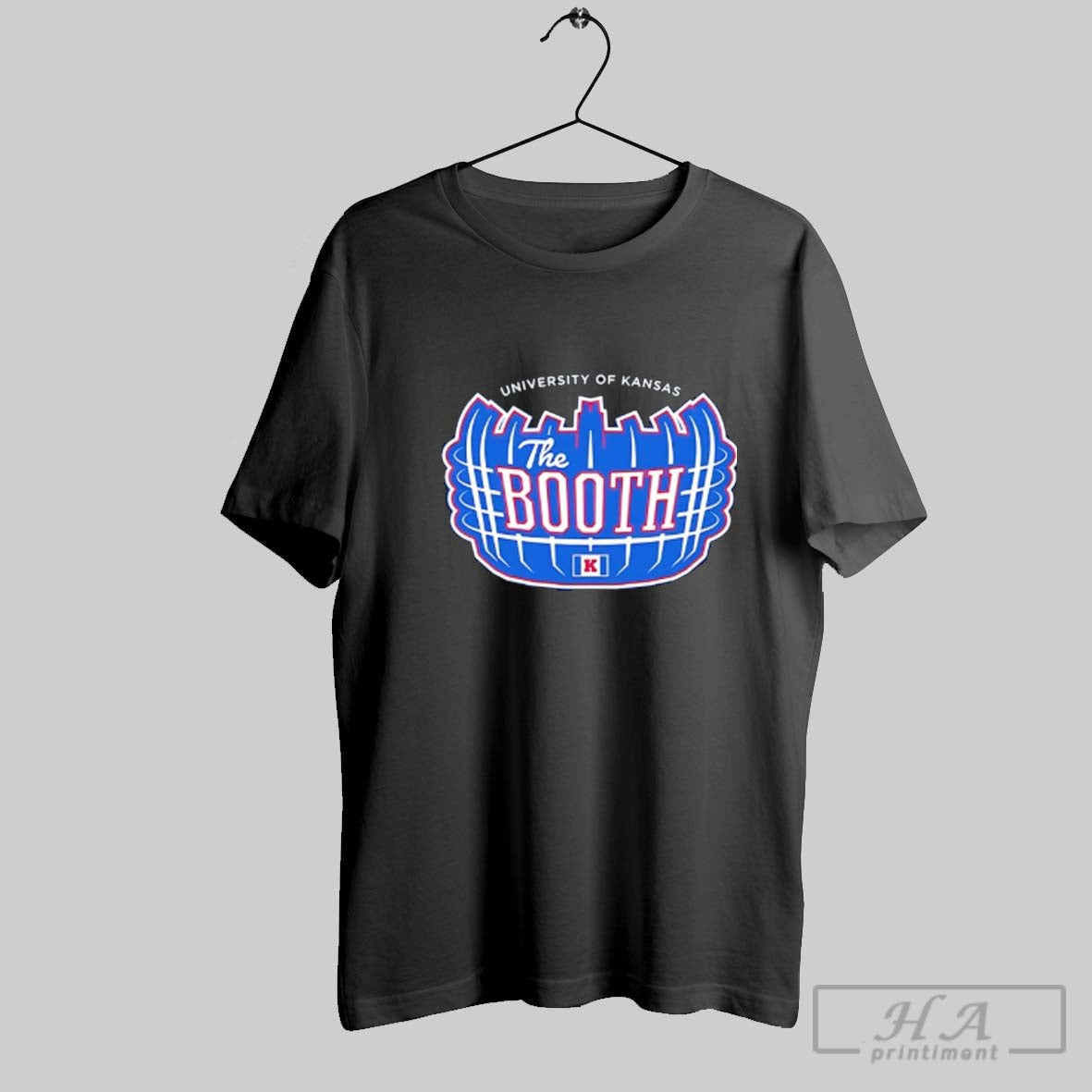 Official Kansas Jayhawks Football The Booth Logo - Adult & Kids T-Shirts, Sweatshirts & Hoodies apparel design preview 1