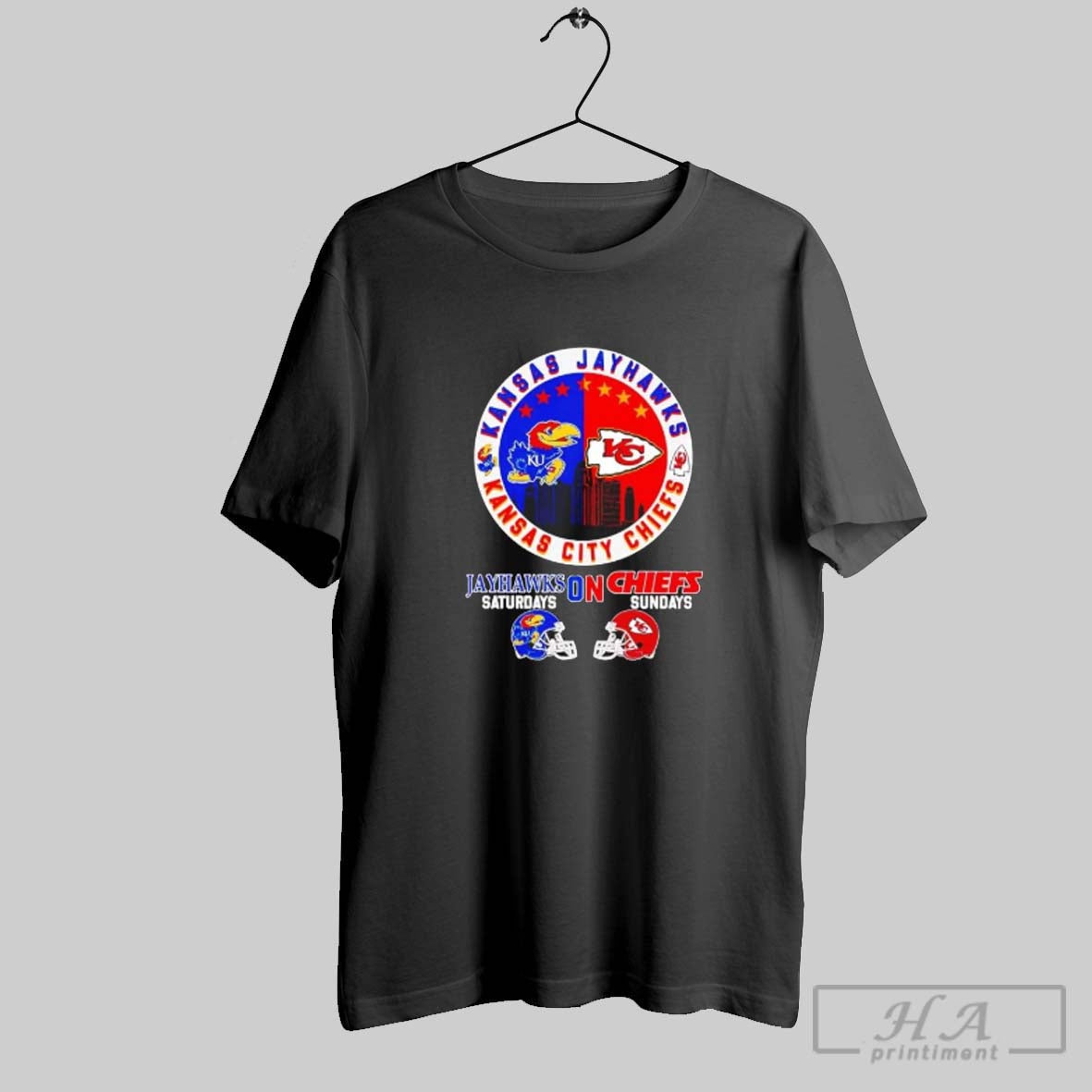 Official Kansas Jayhawks On Saturdays City Chiefs - Adult & Kids T-Shirts, Sweatshirts & Hoodies apparel design preview 1