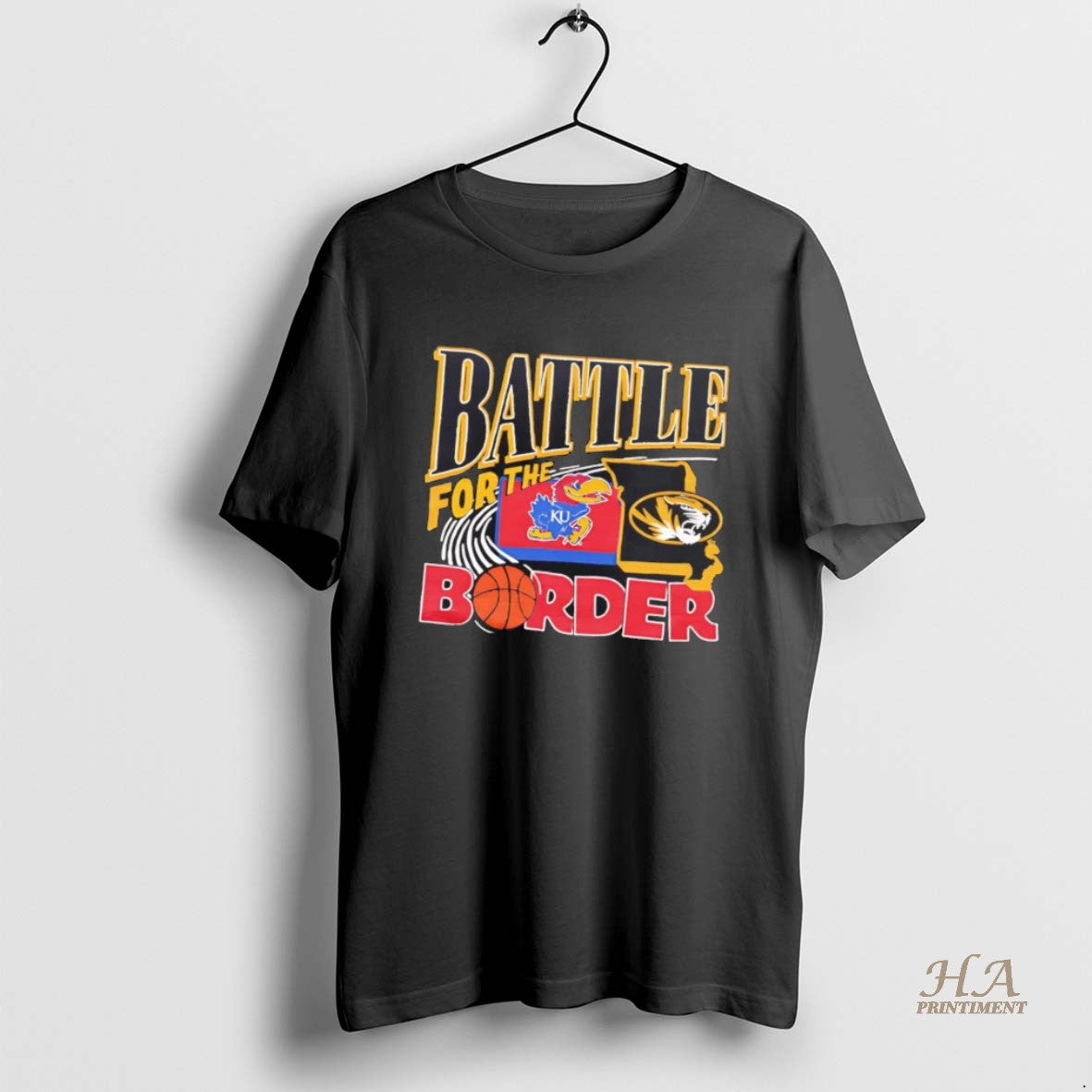 Official Kansas Jayhawks Vs Missouri Tigers Battle - Adult & Kids T-Shirts, Sweatshirts & Hoodies apparel design preview 1