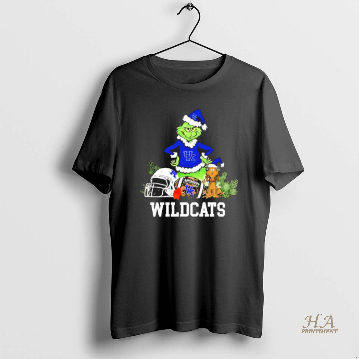 Official Kentucky Wildcats The Grinch And Max Helmet - Adult & Kids T-Shirts, Sweatshirts & Hoodies apparel design preview 1