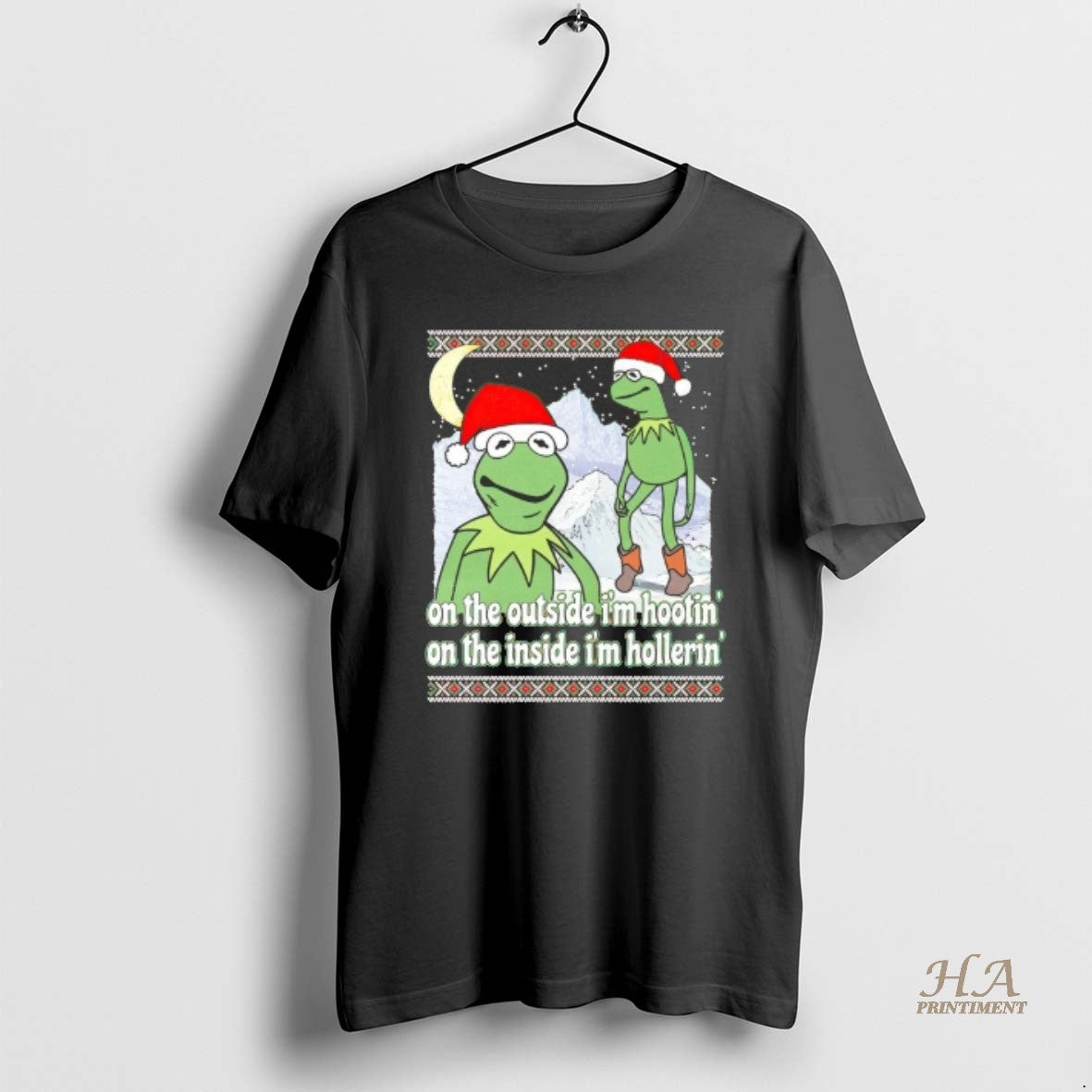 Official Kermit On The Outside Im Hootin Inside - Adult & Kids T-Shirts, Sweatshirts & Hoodies apparel design preview 1