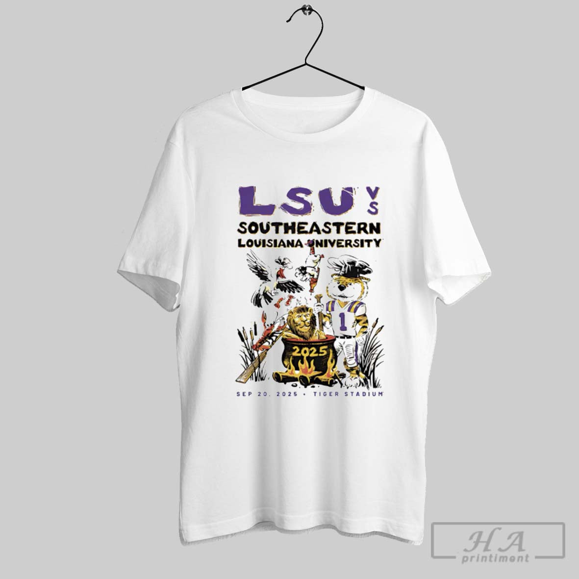 Official Lsu Vs Southeastern Game Day 2025 - Adult & Kids T-Shirts, Sweatshirts & Hoodies apparel design preview 1