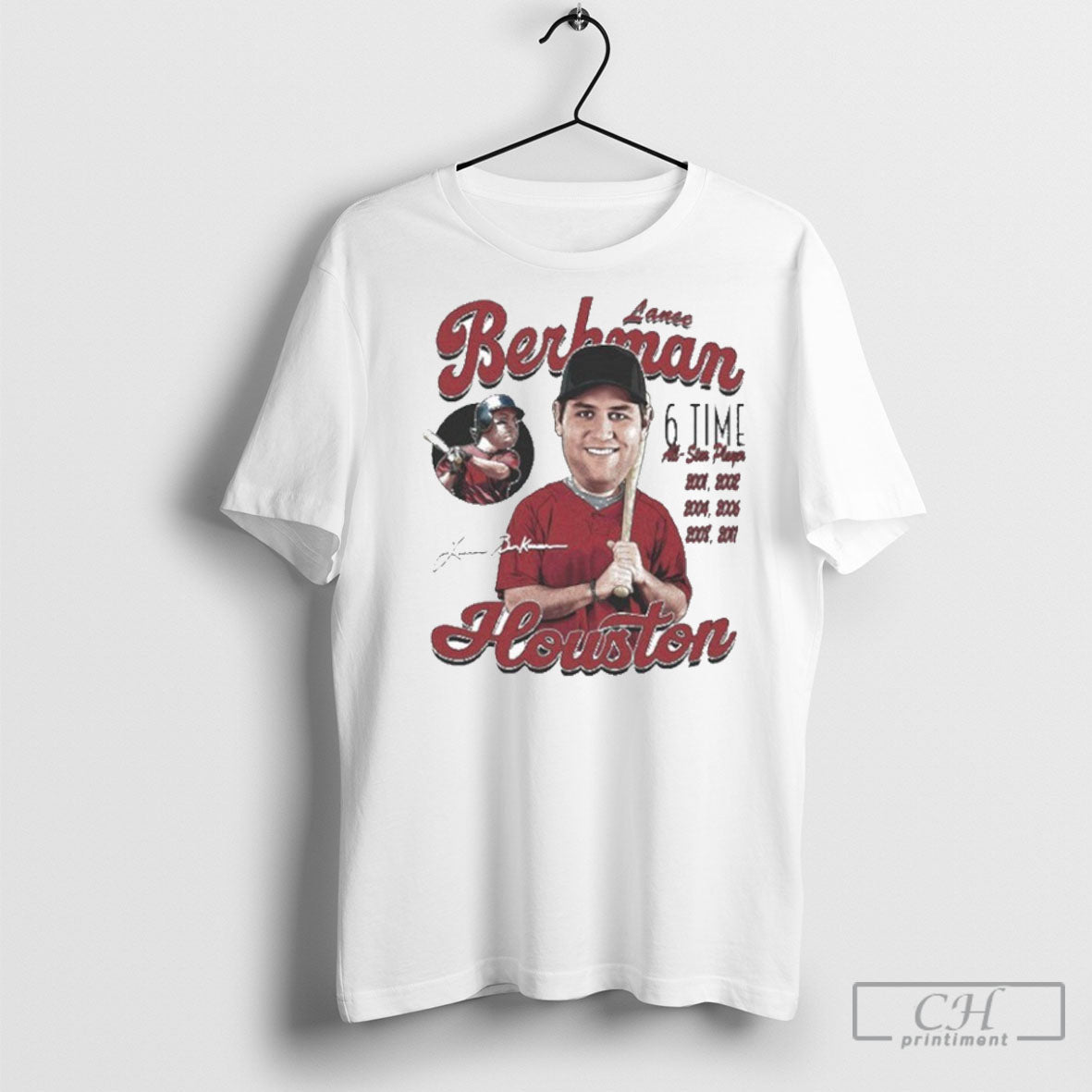 Official Lance Berkman Houston Astros Comic 6 Time - Adult & Kids T-Shirts, Sweatshirts & Hoodies apparel design preview 1