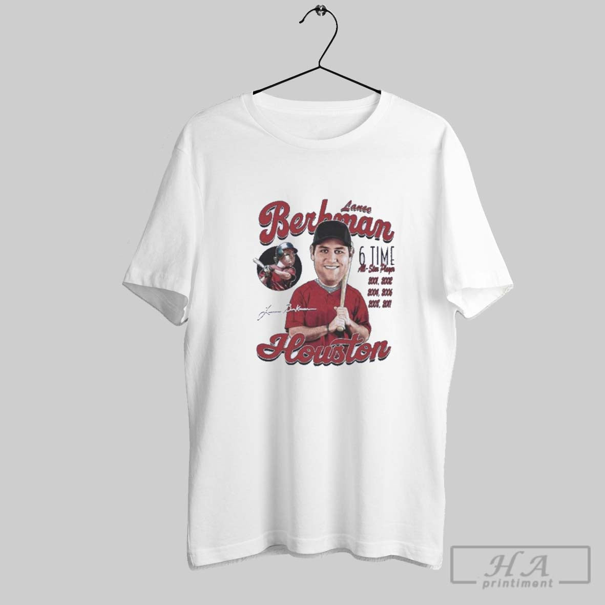 Official Lance Berkman Houston Astros Comic 6 Time - Adult & Kids T-Shirts, Sweatshirts & Hoodies apparel design preview 1