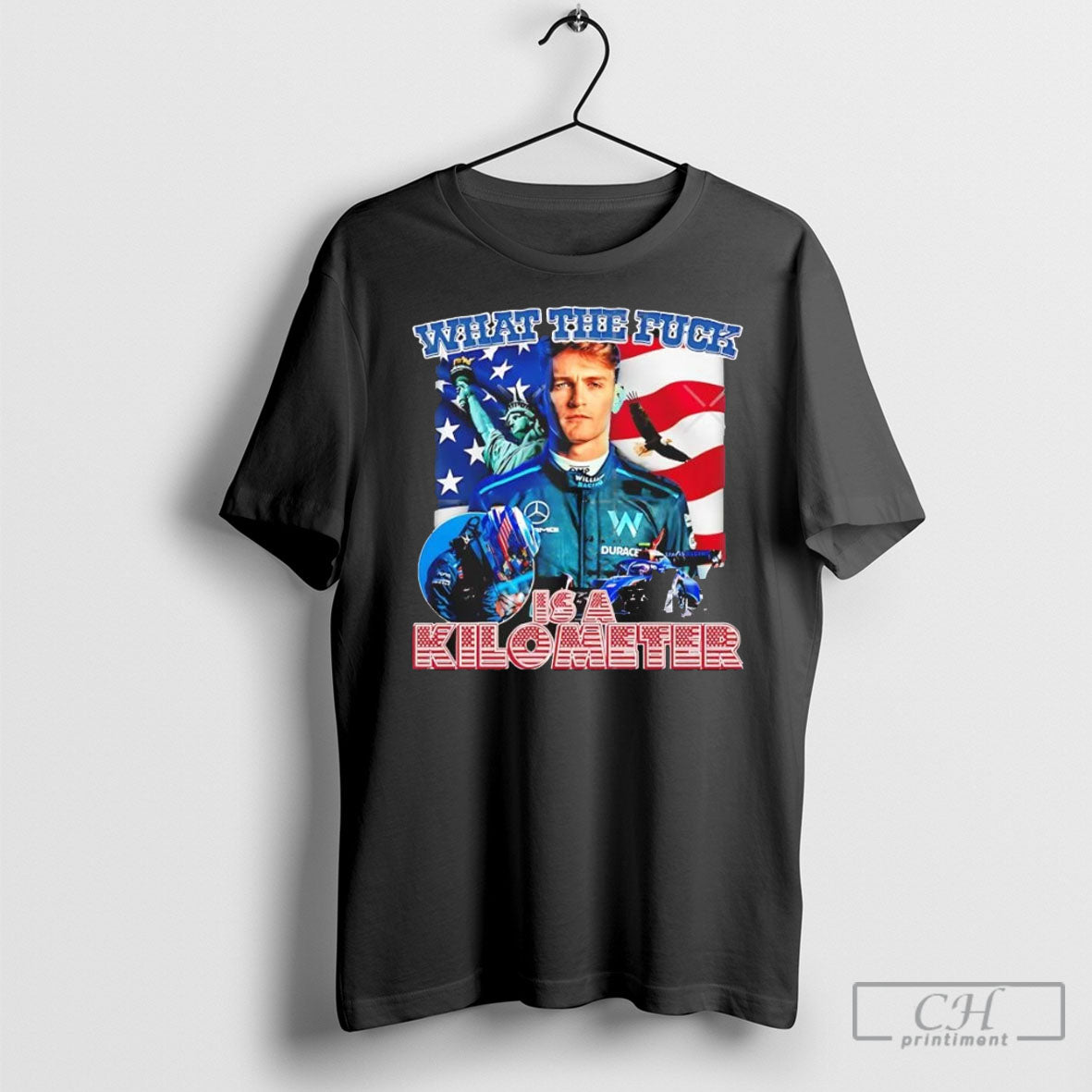 Official Logan Sargeant What The Fuck Is A Kilometer - Adult & Kids T-Shirts, Sweatshirts & Hoodies apparel design preview 1
