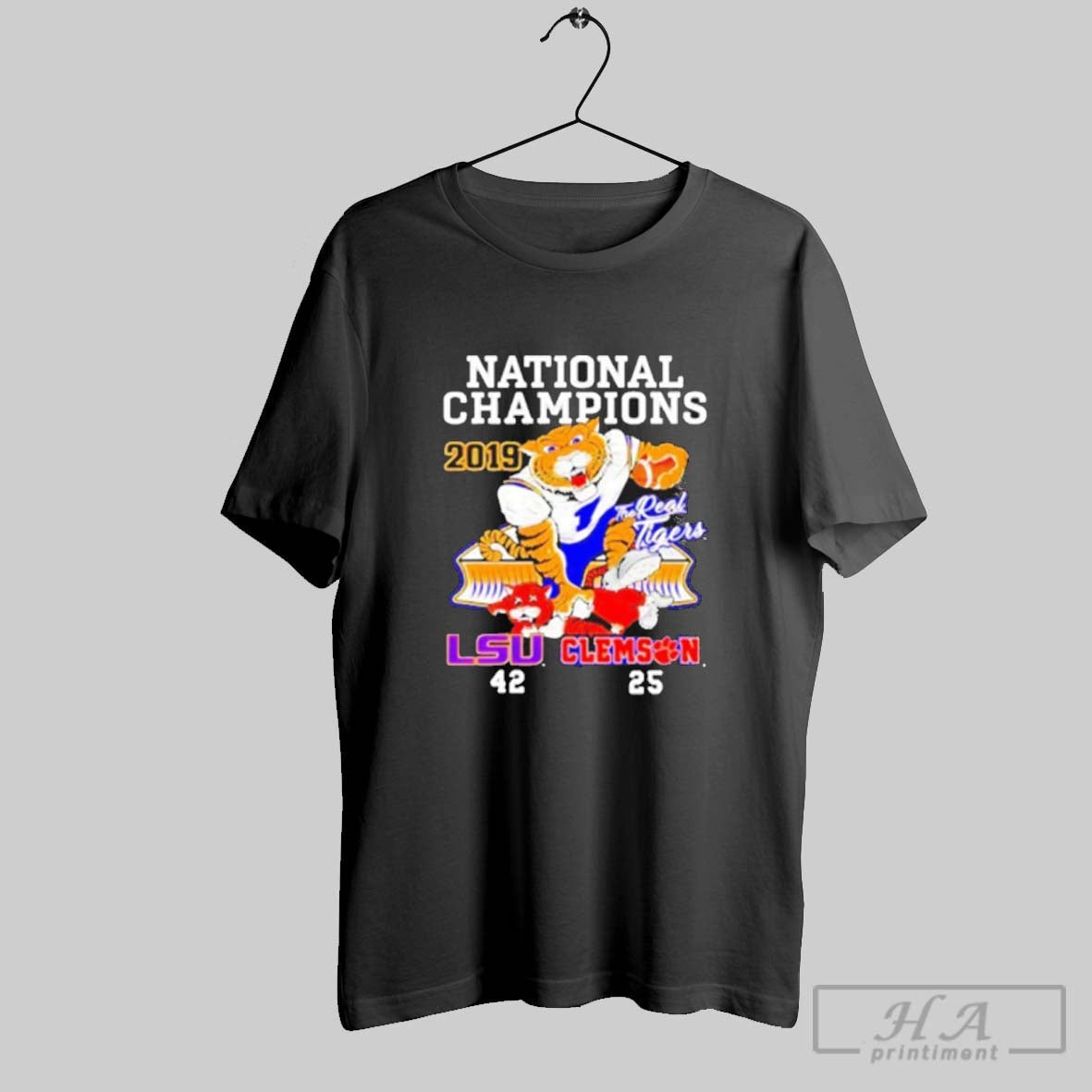 Official Lsu Vs Clemson 42 25 National Champions 2019 - Adult & Kids T-Shirts, Sweatshirts & Hoodies apparel design preview 1