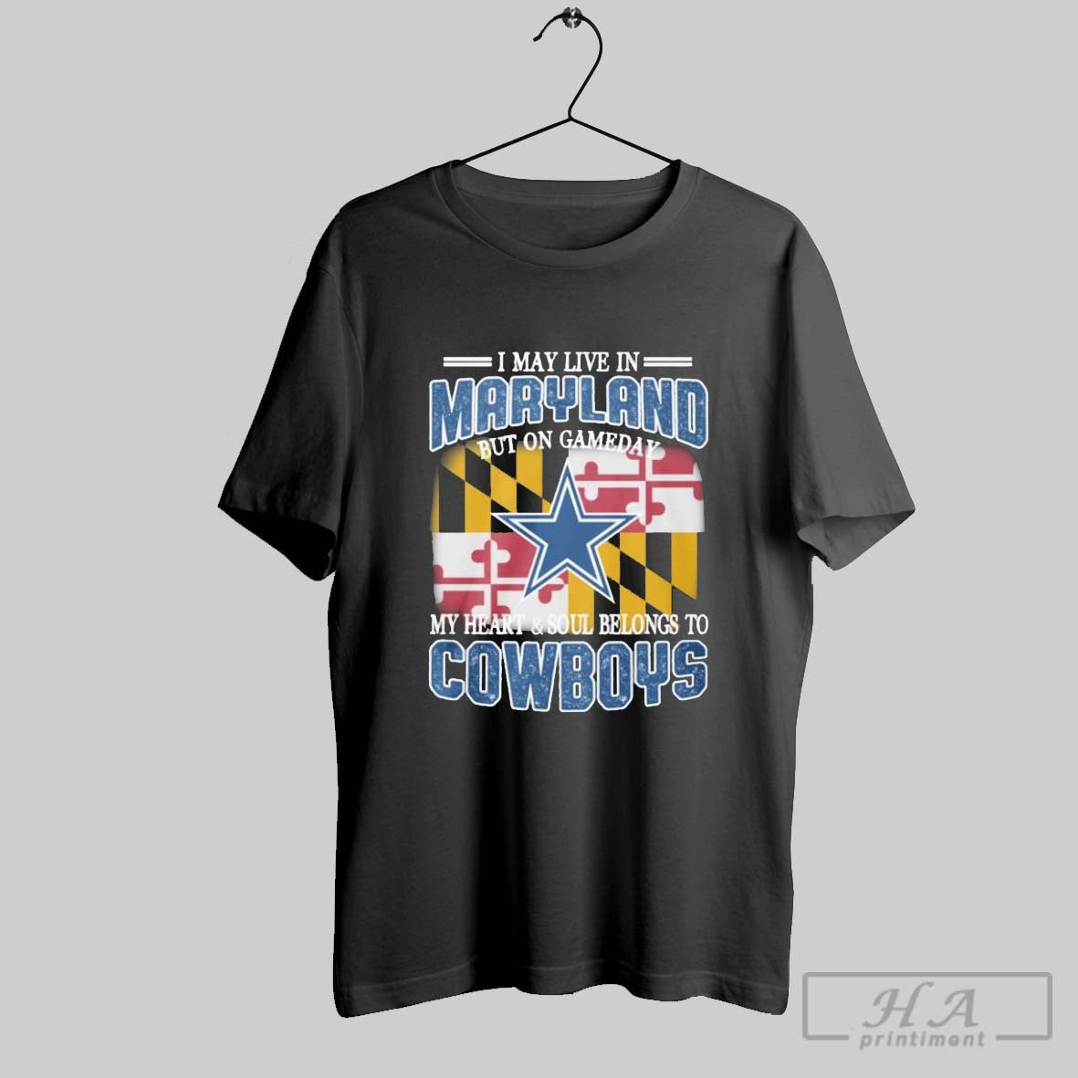 Official Maryland Cowboys Fans Gameday My Heart And - Adult & Kids T-Shirts, Sweatshirts & Hoodies apparel design preview 1