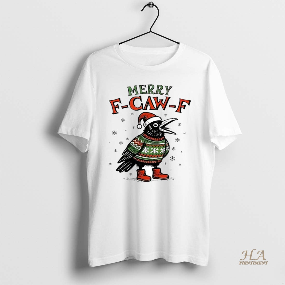 Official Merry F Caw 2025 Christmas Circle - Adult & Kids T-Shirts, Sweatshirts & Hoodies apparel design preview 1