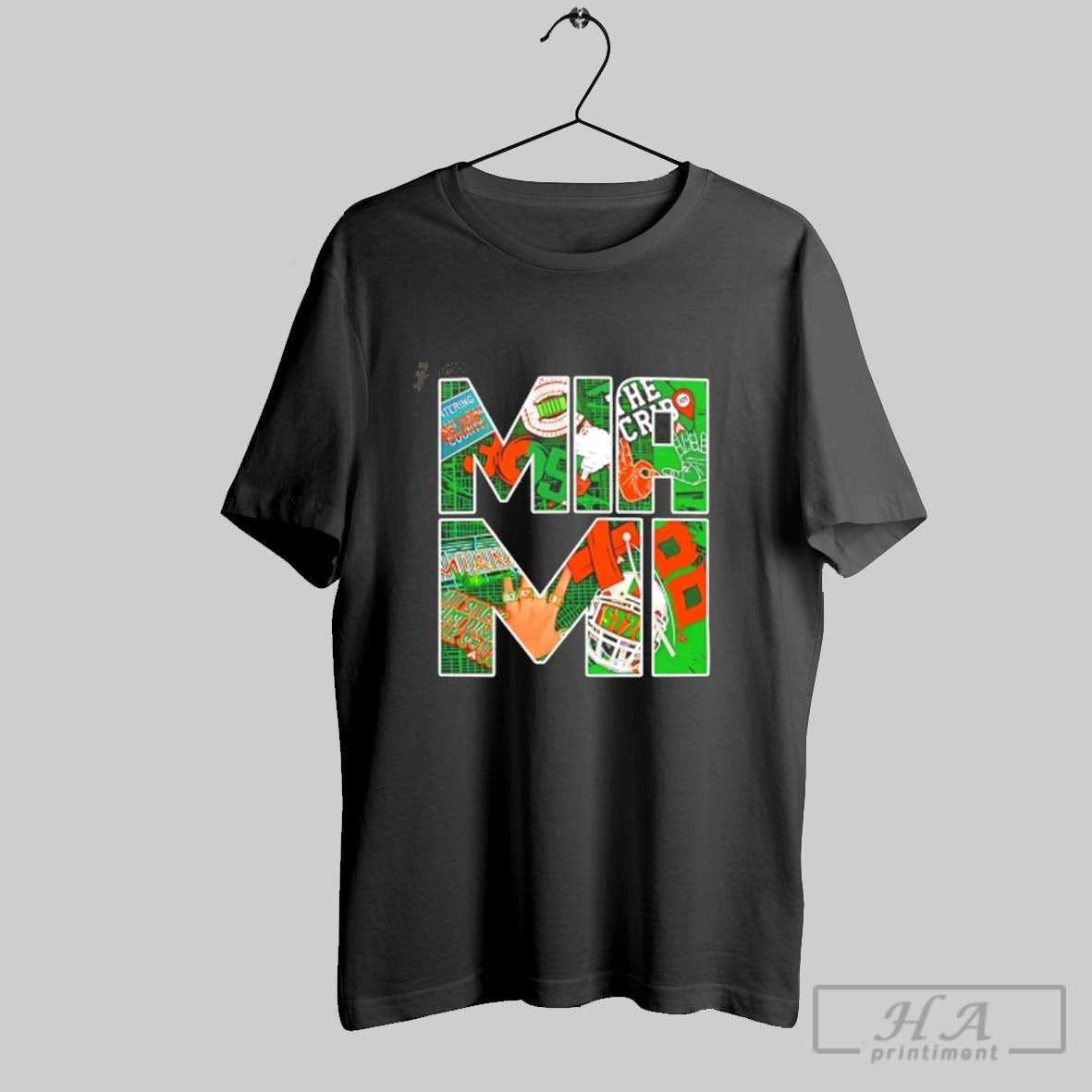 Official Miami Collage Sticker Football - Adult & Kids T-Shirts, Sweatshirts & Hoodies apparel design preview 1