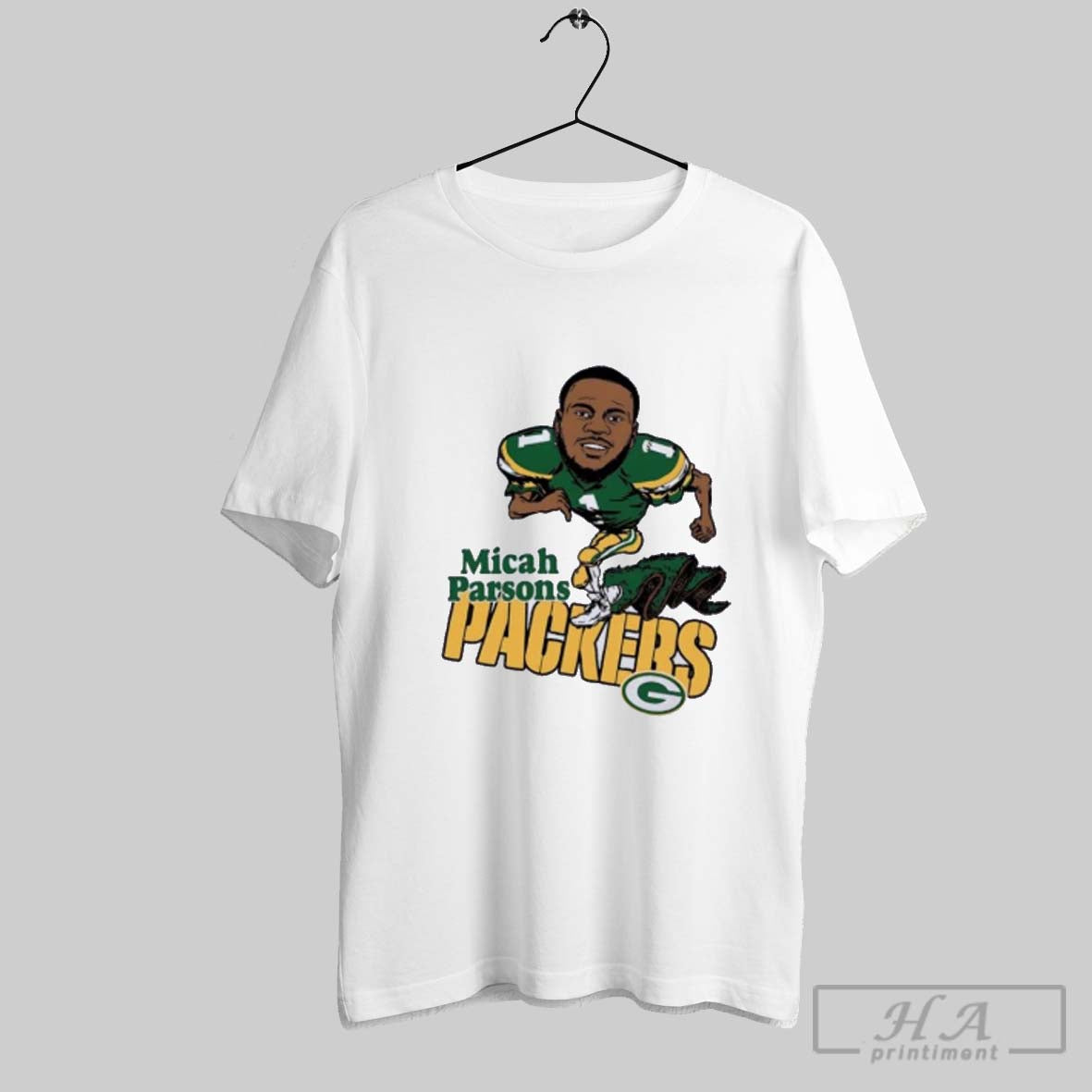 Official Micah Parsons Caricature Running Packers - Adult & Kids T-Shirts, Sweatshirts & Hoodies apparel design preview 1