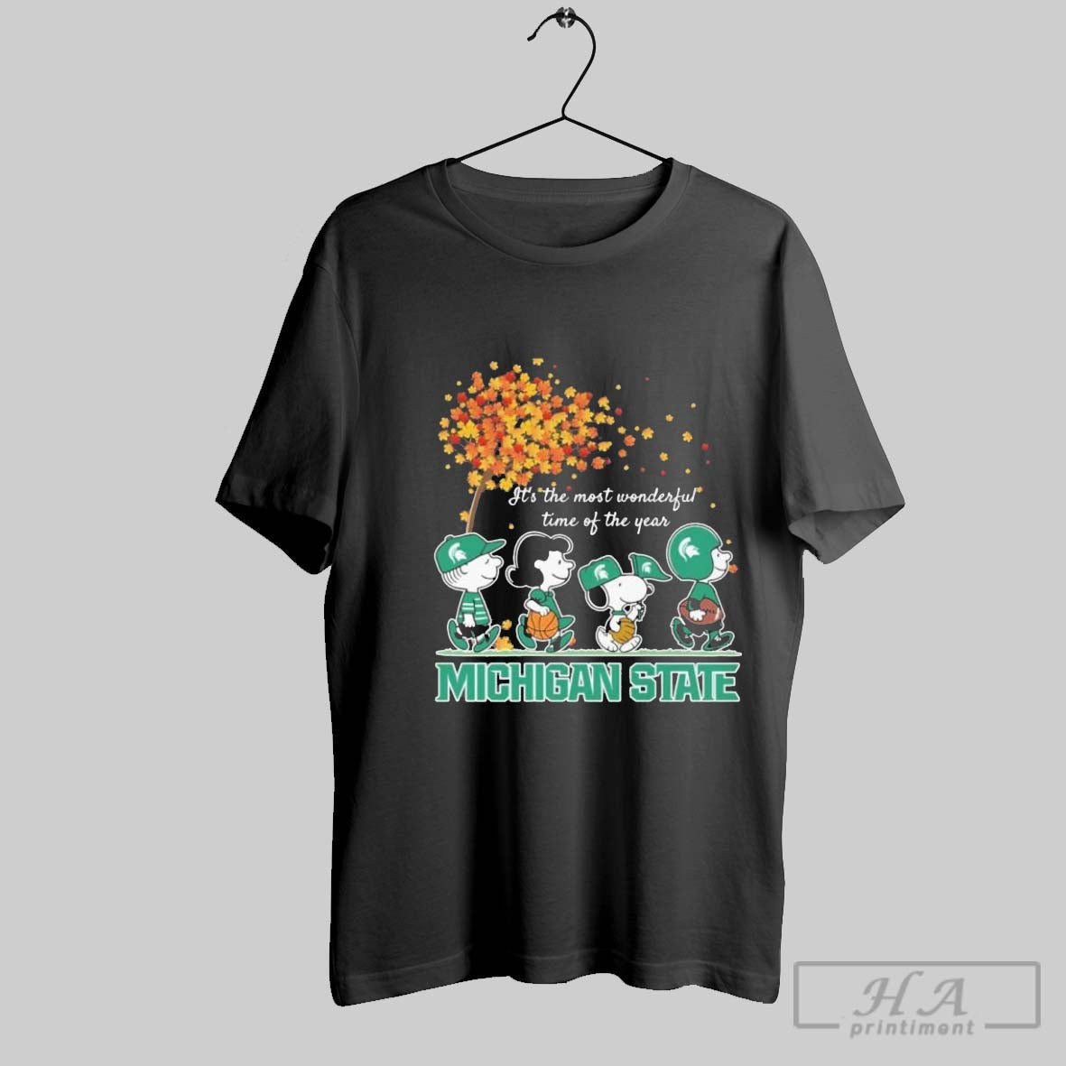 Official Michigan State Spartans And Peanuts - Adult & Kids T-Shirts, Sweatshirts & Hoodies apparel design preview 1